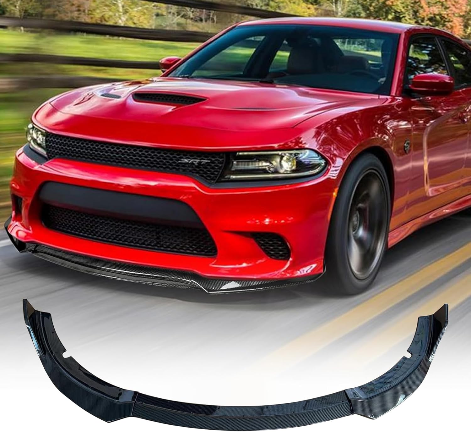 Front Bumper Lip Compatible with 2015-2023 Dodge Charger SE RT SRT GT Sport Style Front Bumper Lip Spoiler Air Chin Body Kit Splitter Black ABS 2019-2023 SRT Trims 4-Door Sedan