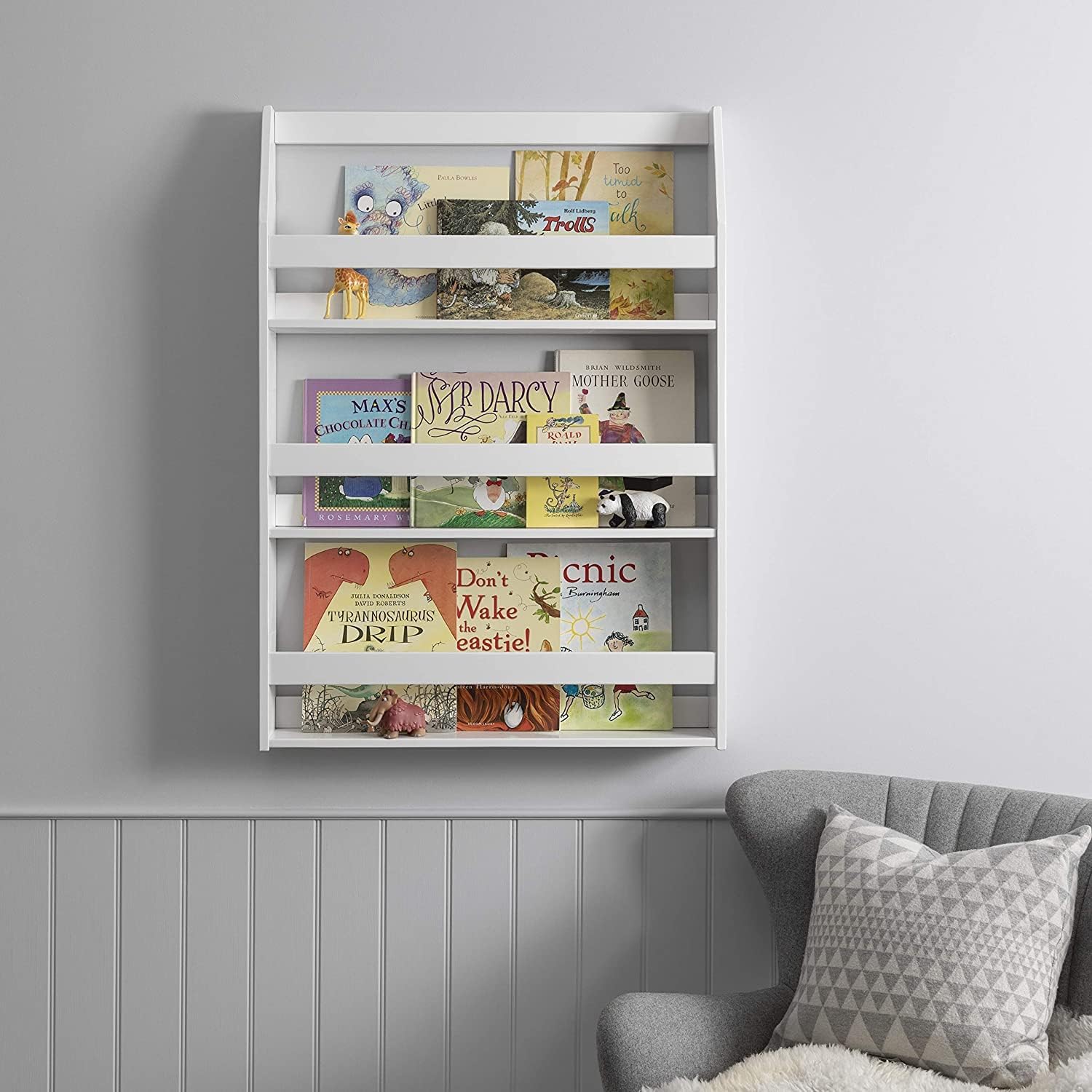 Noa and Nani Hakan Display 3 Shelf Bookcase Wall Mounted In Classic White