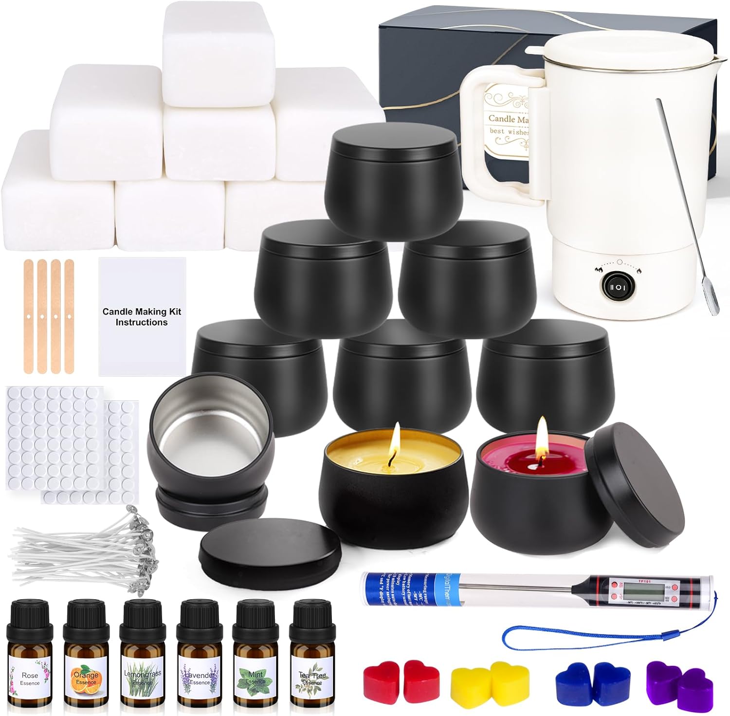 Candle Making Kit for Adults, DIY Soy Candles Making Supplies for Beginners, Complete Candle Kit for Starter, Perfect as Home Decoration Party Gift