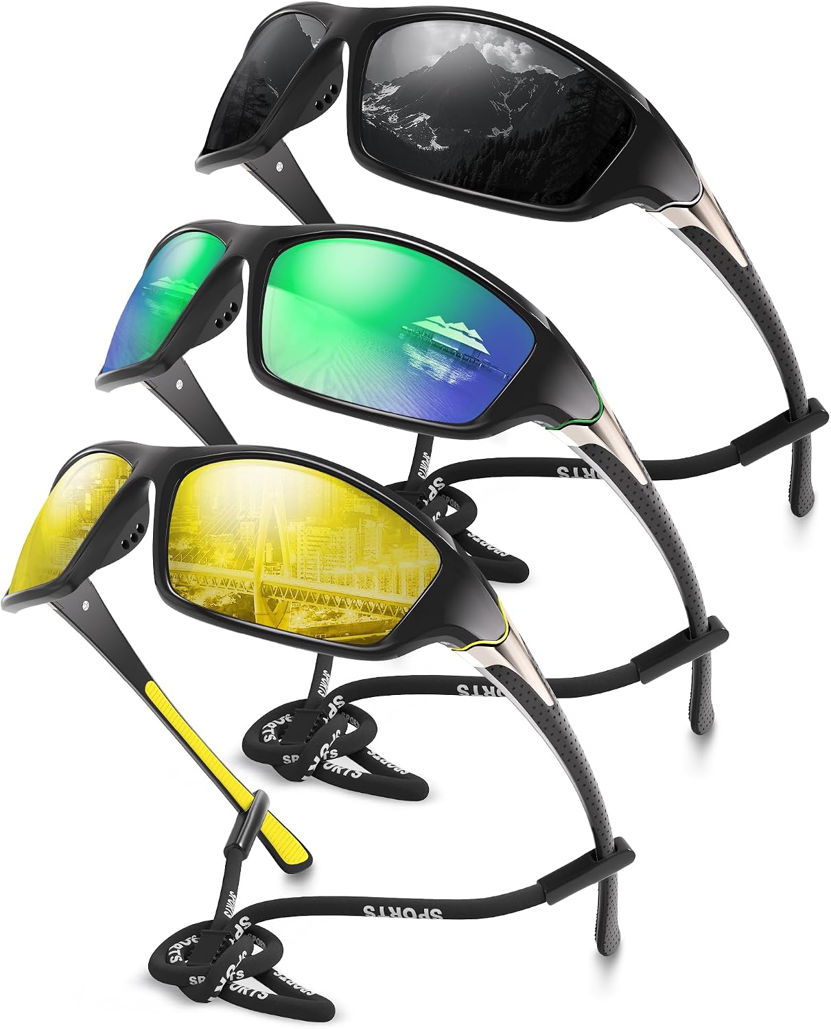 Polarized Sports Wrap Around Sunglasses Men Fishing Running Golf