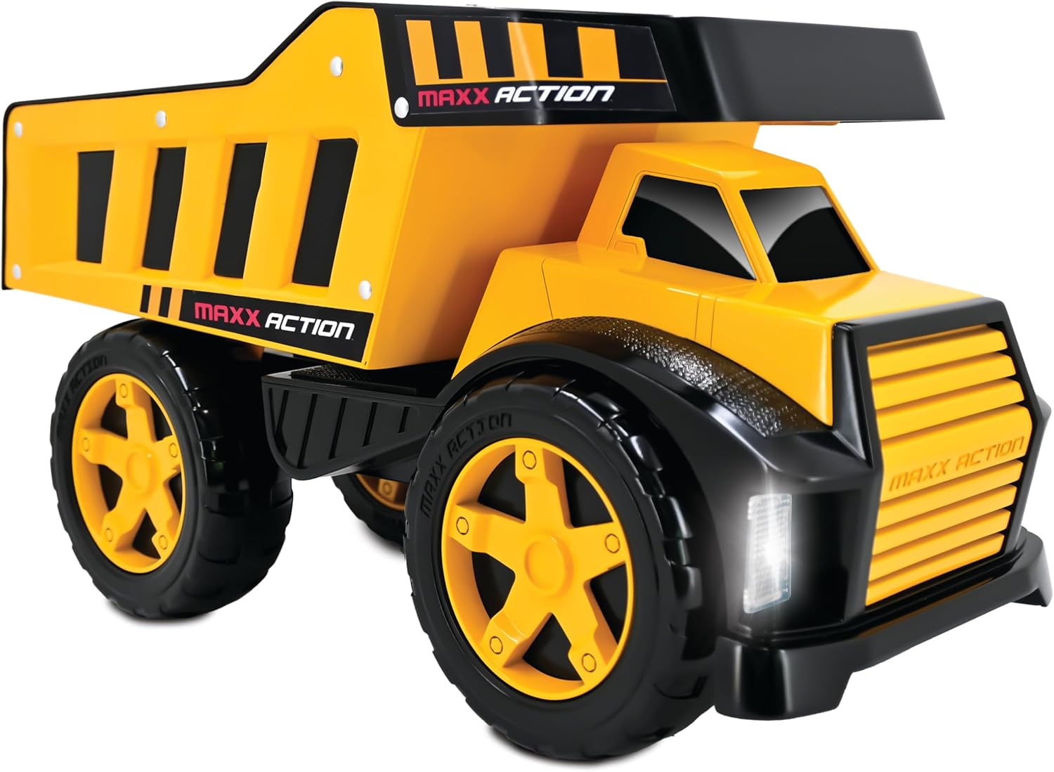 Maxx Action 16" Metal Dump Truck, Realistic Lights & Sounds, Heavy Duty Metal Truck Bed, Extra Large Wheels, Rugged Construction Vehicle Toy for Kids, Ages 3+, Indoor and Outdoor Play
