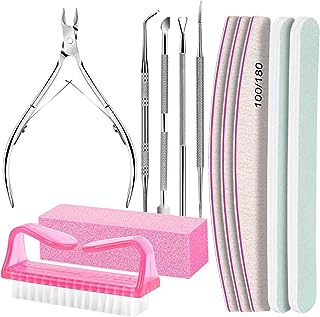 FANDAMEI Nail Care Tool Kit, Nail Files 100/180, Nail Buffer Block, Cuticle Nippers, Cuticle Trimmer, Cuticle Pusher, Nail Lifter for Ingrown Toenails, Nail Tools, Nail Kit, Pedicure & Manicure Tools