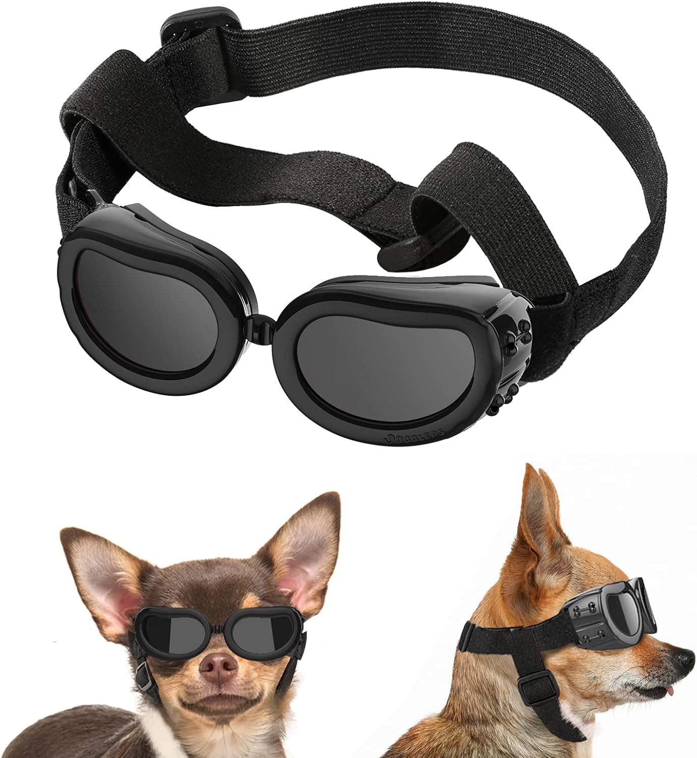 Lewondr Small Dog Sunglasses UV Protection Eye Wear Dogs Goggles, Black