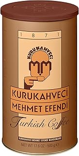 KURUKAHVECI MEHMET EFENDI Turkish Coffee, Arabica Beans, Roasted Ground,Rich Aroma, Fresh, Medium to Heavy-bodied, Original Taste Since 1871 (17.6 OZ / 500 Gr)