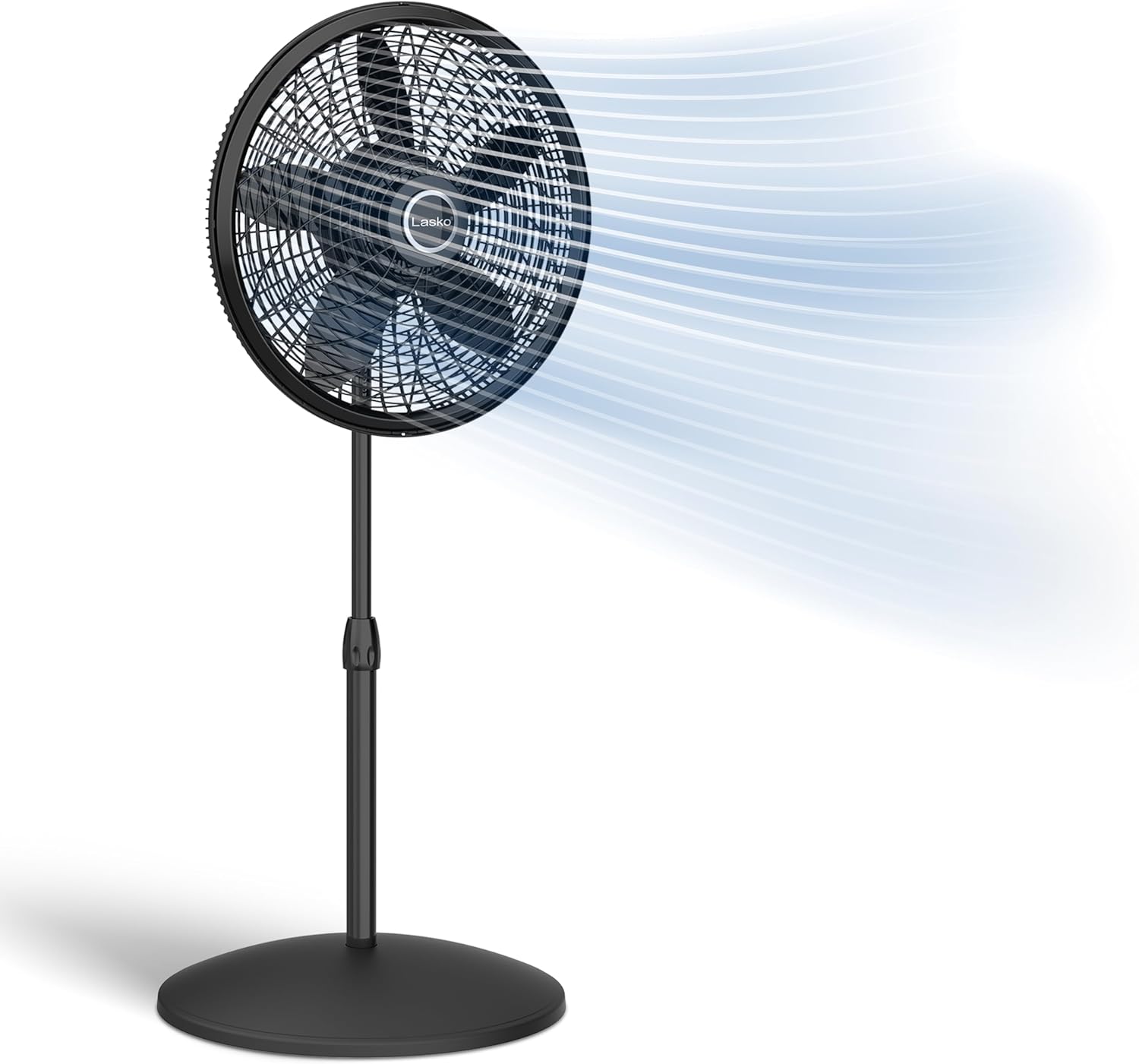 Lasko Pedestal Fan, Oscillating Fan for Bedroom with Adjustable Height and 3 Cooling Speeds, Portable, 18", Black