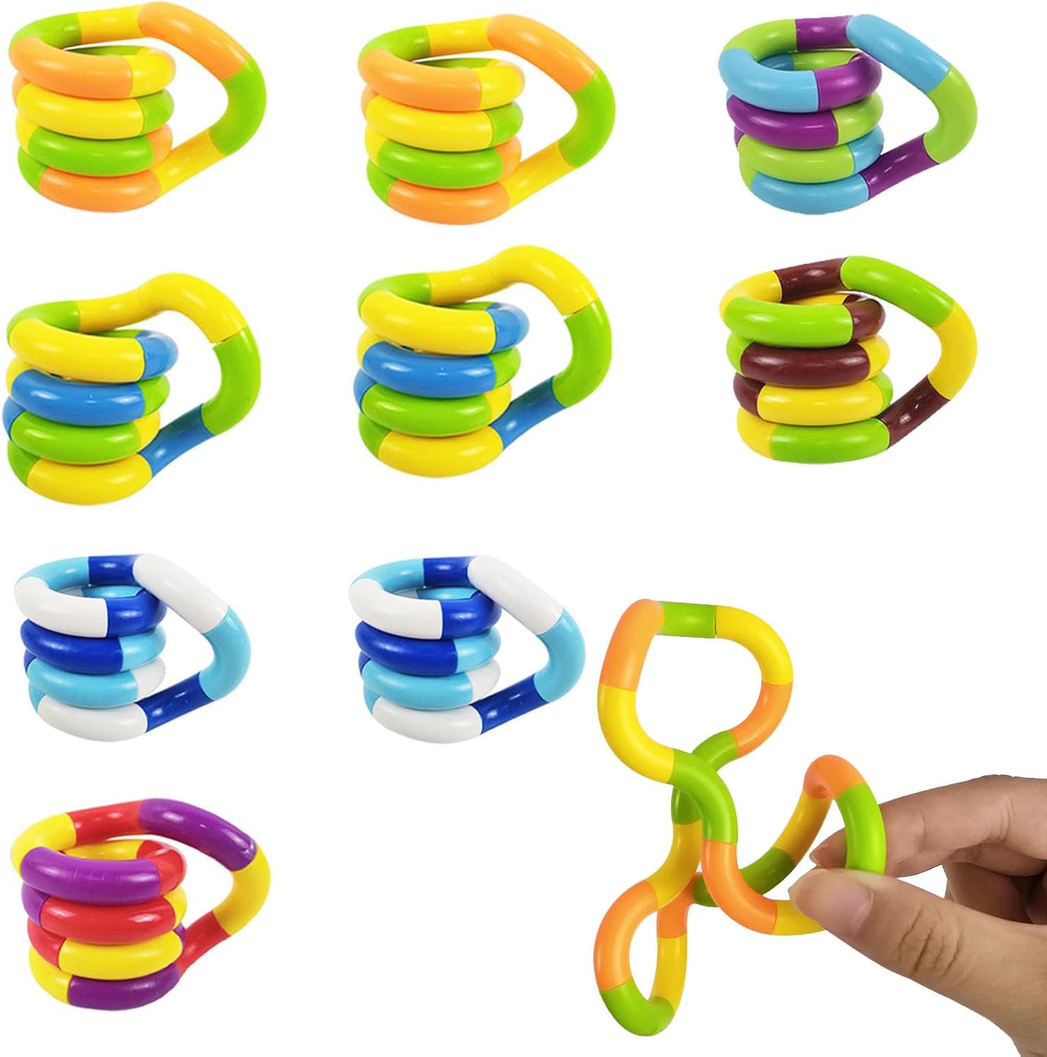 Tangle Fidget Toy, 9 Pcs Fidget Toys Adults Tangle Fidget Toy Stress Relief Toys Kids, Silent Fidget Toys For Home Office Sensory Play Fine Motor Skills Development Calming Tool Focus Concentration