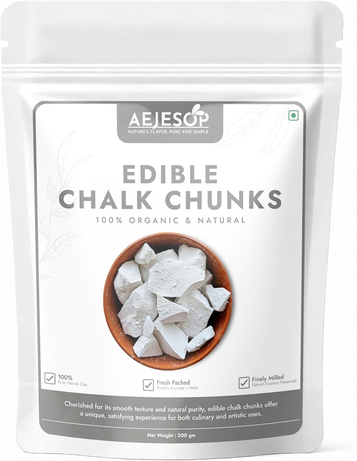 Natural Edible Clay Chunks, Edible Clay - No Additives, No Impurities, Crunchy Chalk Chunks - 7oz (200gm)