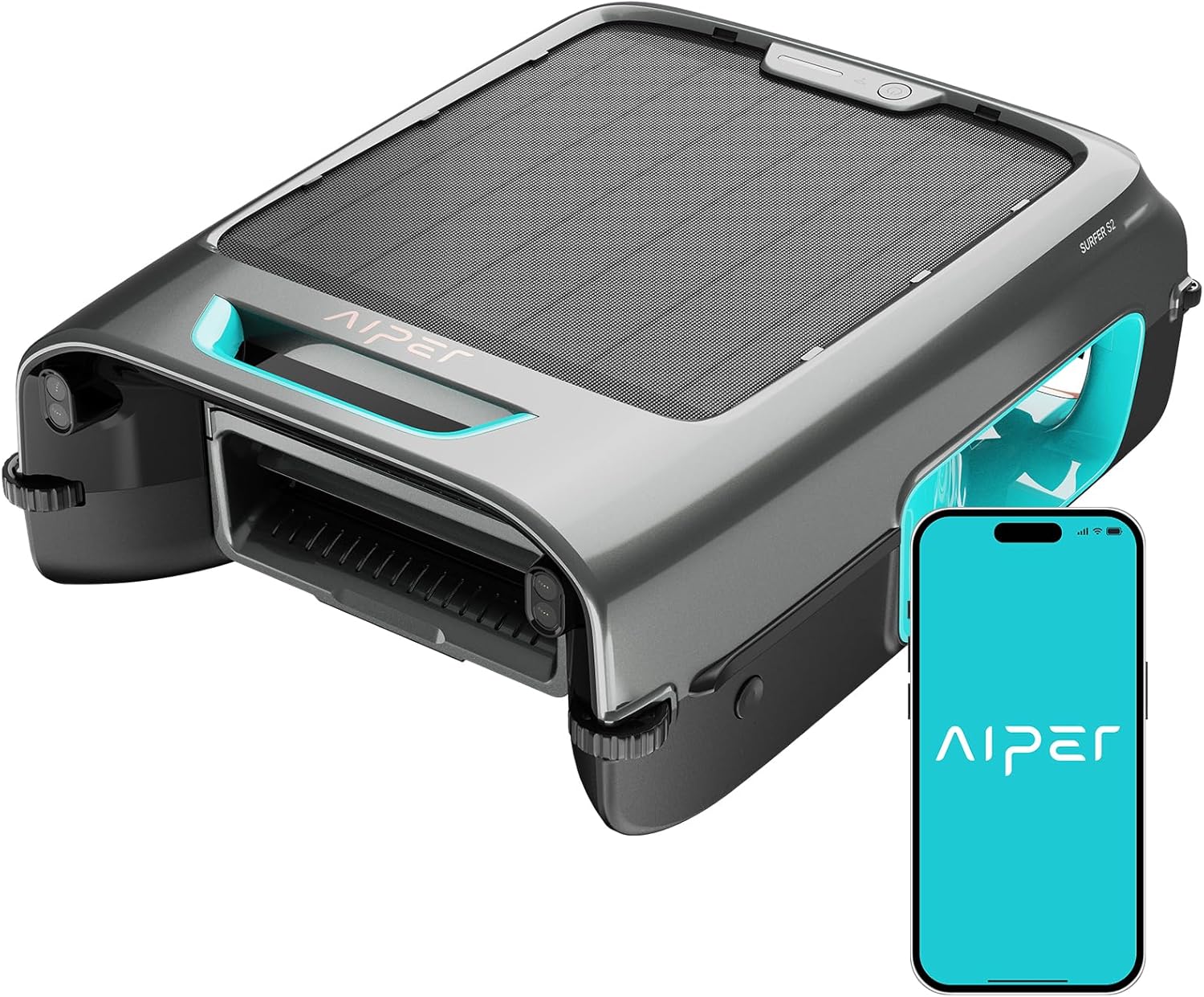 AIPER Surfer S2 Robotic Solar Pool Skimmer with APP Support, 24/7 Cleaning, Dual Charging Modes, Smart Obstacle Avoidance, Ideal for Most Swimming Pool Types