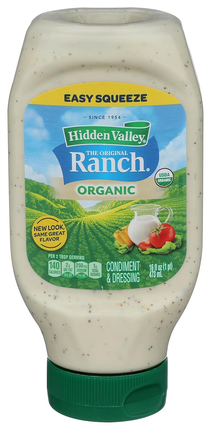 Hidden Valley Original Ranch Organic Salad Dressing & Topping, Gluten Free - 16 Ounce Bottle (Package May Vary)