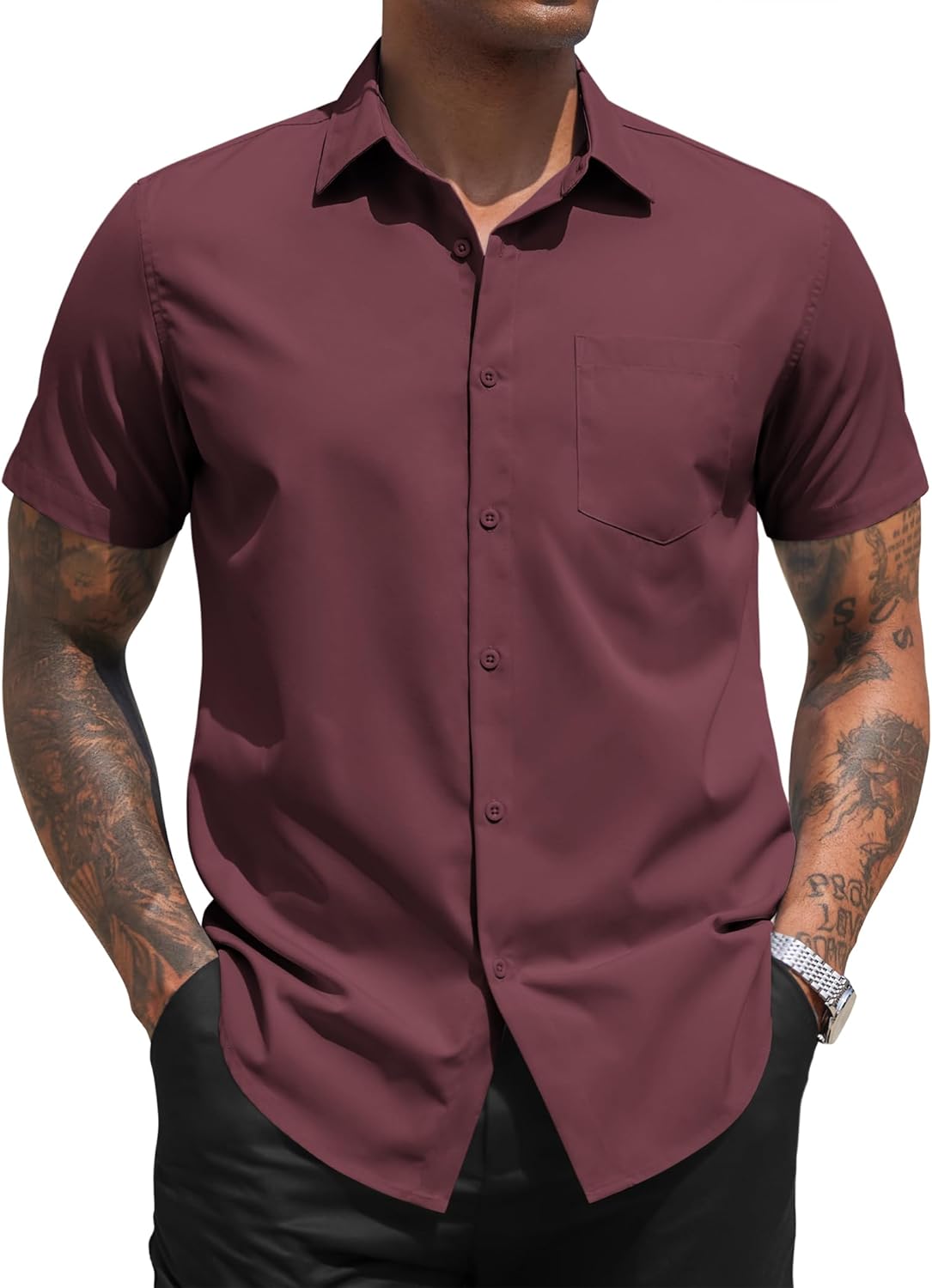 COOFANDY Men's Dress Shirts 2024 Short Sleeve Business Casual Regular Fit Button Down Shirts with Pocket
