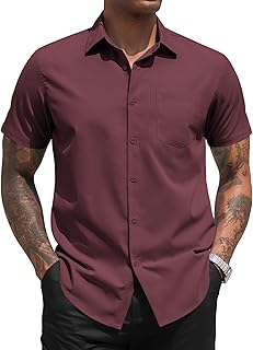 COOFANDY Men's Dress Shirts 2024 Short Sleeve Business Casual Regular Fit Button Down Shirts with Pocket