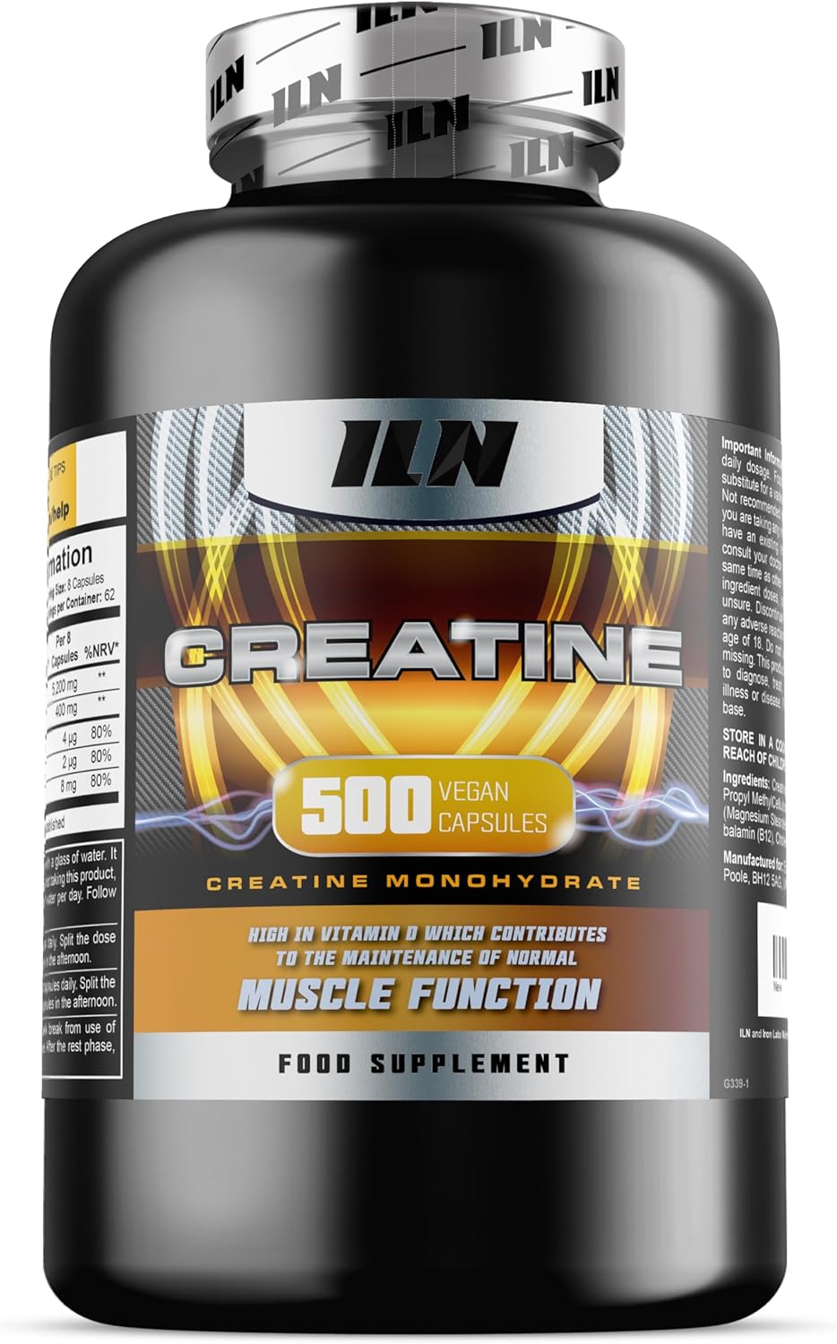 Iron Labs Nutrition Creatine Capsules - 4,200mg per Serving x 83 Servings - Creatine Monohydrate with ALA - Suitable for Men and Women (500 Capsules)