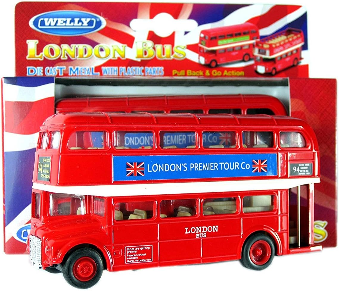 London Double Decker Red Bus Model (Pull Back & Go Action) Made of Die Cast Metal and Plastic Parts