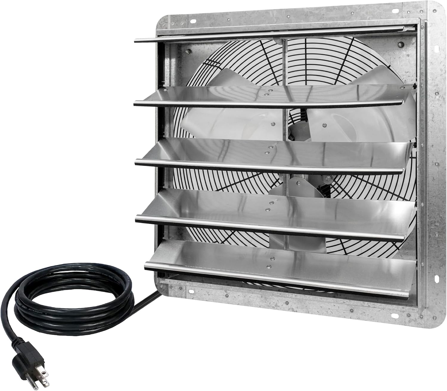 iLIVING 20 Wall Mounted Exhaust Fan Automatic Shutter Variable Speed Vent Fan For Home Attic Shed or Garage Ventilation (Power Cord Not Included) Silver 20 - Variable