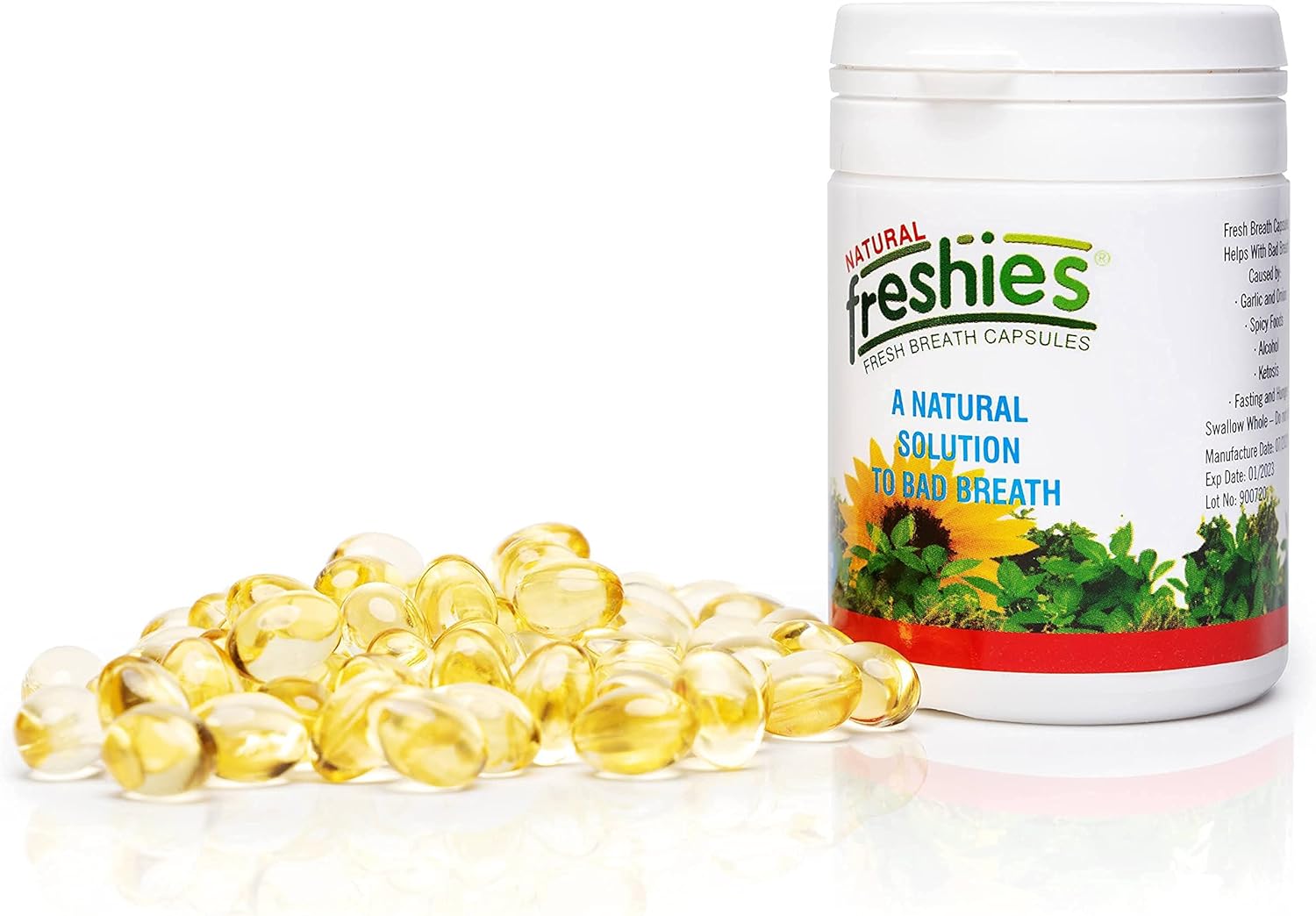 Freshies Gel Capsules for Bad Breath- Organic Peppermint and Parsley Oil Stomach Mint Breath Fresheners- Keto Friendly- Fresh Breath for 3+ Hours- 90 Count