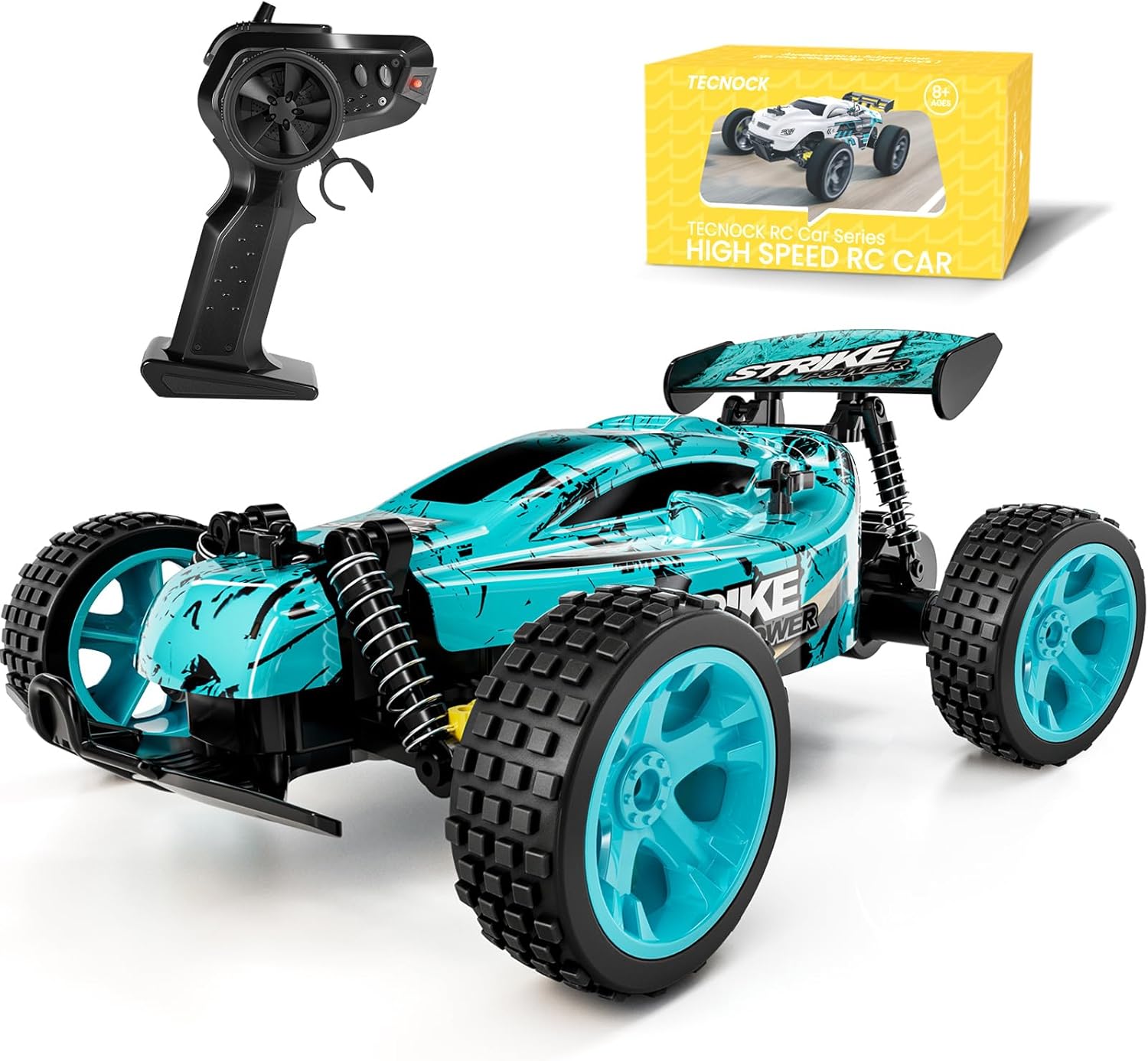 Tecnock RC Car Remote Control Car for Kids, 1:18 High Speed 20 KM/H 2WD RC Buggy, 2.4GHz Off Road Racing with Rechargeable Batteries, Toys Gift for Boys and Girls