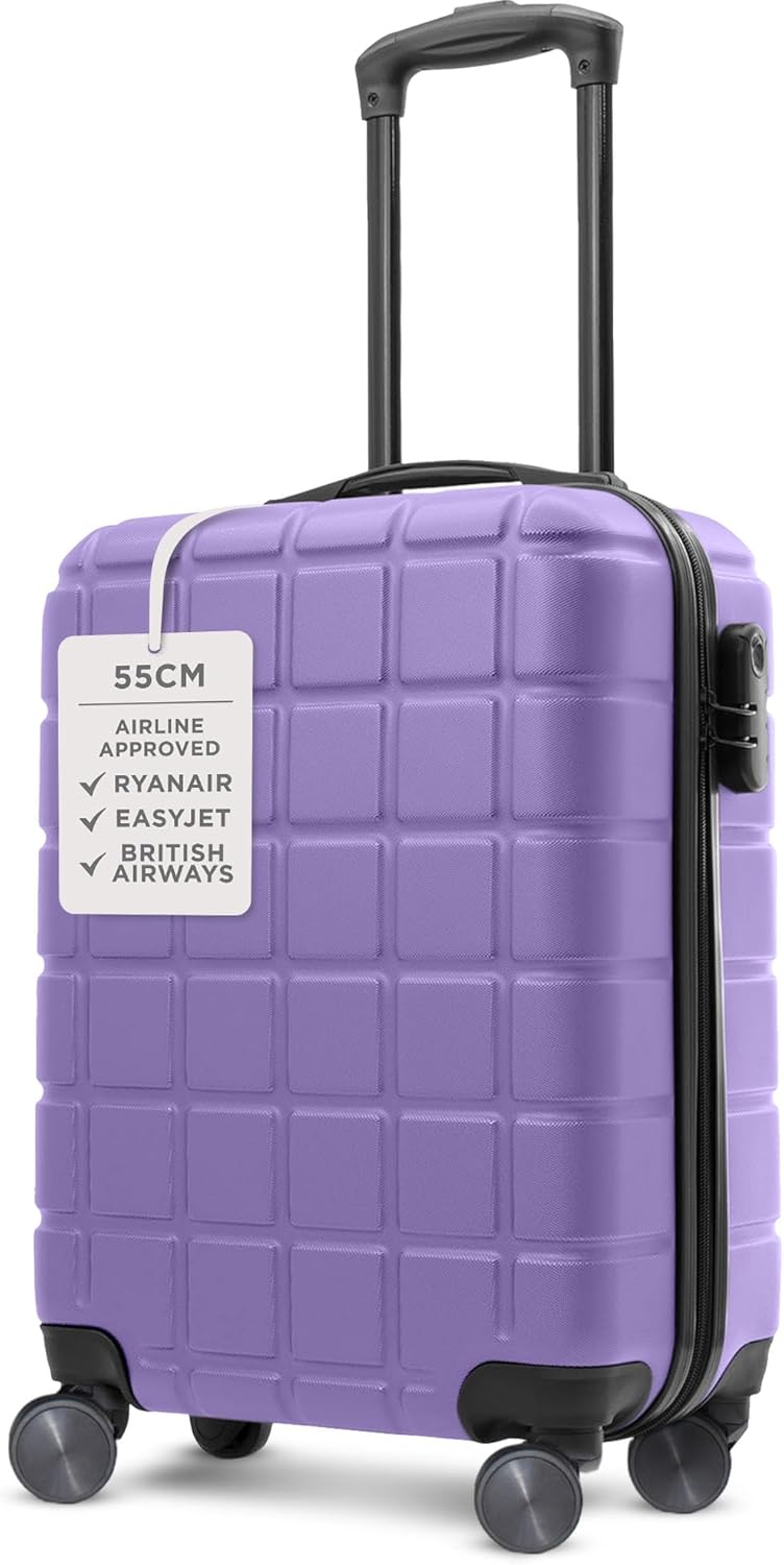AVIO Atlas 52cm Cabin Suitcase – Lightweight Carry-On Luggage with Spinner Wheels, Telescopic Handle & Lock – Airline-Approved Cabin Bag for Ryanair, easyJet, BA & More