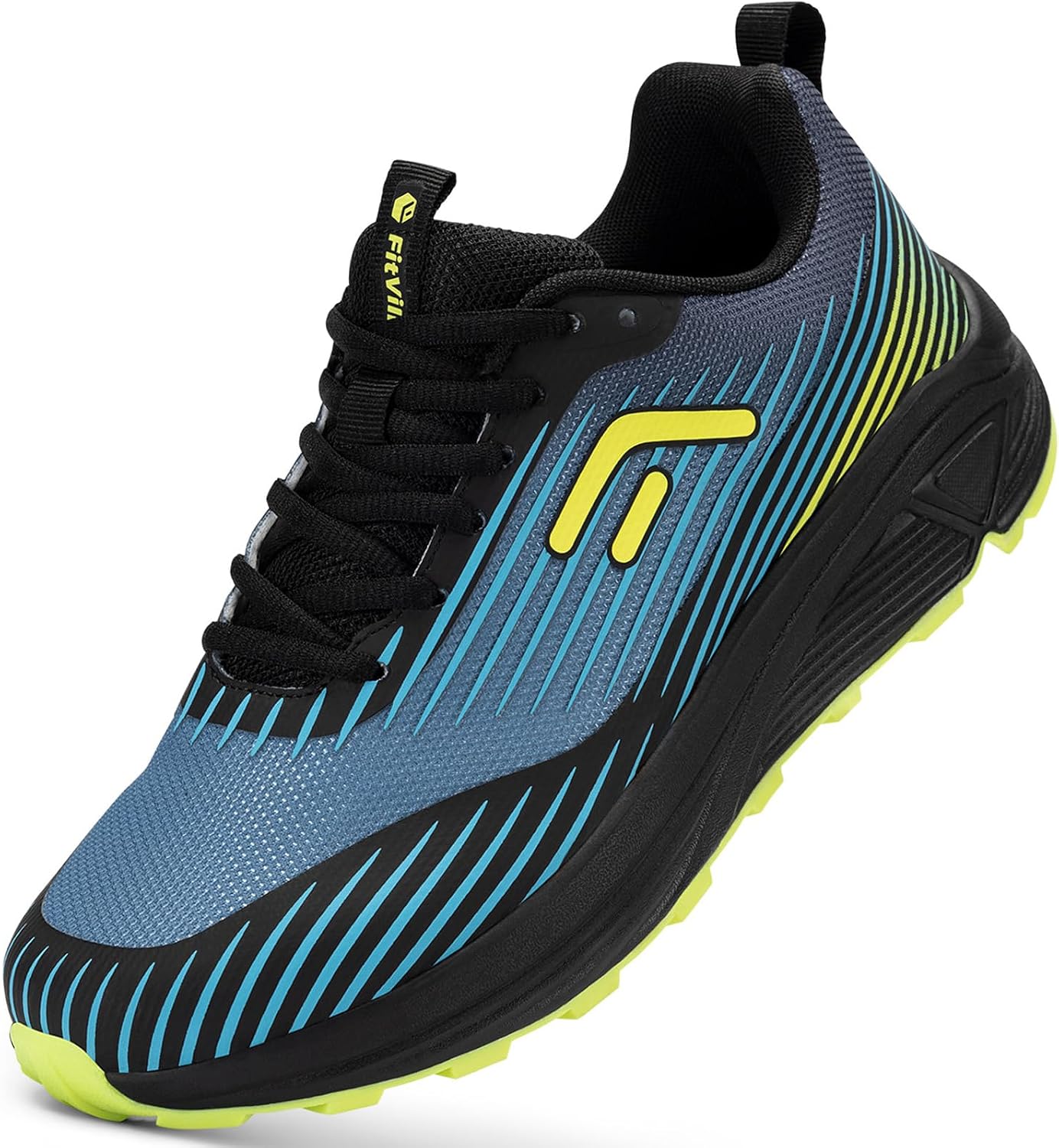 FitVille Men Trail Running Shoes Extra Wide Shoes for Men, Mountain Trail Runner Sneakers, Cushion Walking, Jogging, Plantar Fasciitis