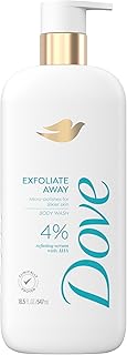 Dove Body Wash Exfoliate Away Micro-polishes for silkier skin 4% refining serum with AHA 18.5 oz