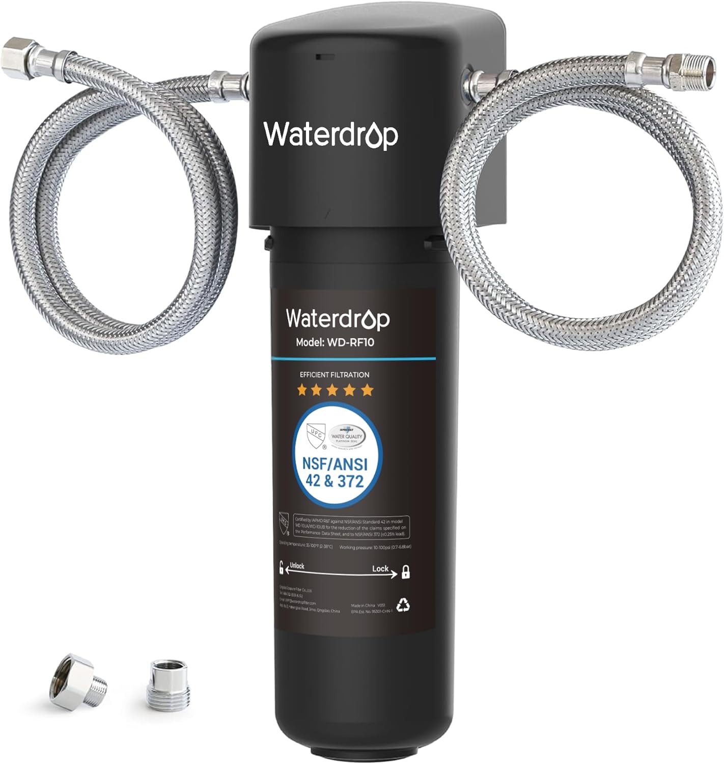 Waterdrop 10UA Under Sink Water Filter, 30,000 Liters High Capacity Water Filter System, NSF/ANSI 42 Certified,Reduce PFAS, PFOA/PFOS, Reduce Lead, Chlorine, Bad Taste, Odor