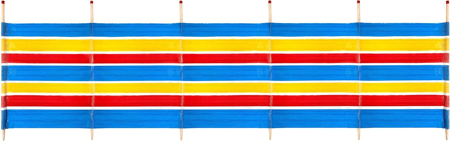 Yello Beach & Camping Windbreak, 6 Pole Sun & Wind Shelter, 120 x 371 cm Outdoor Privacy Screen
