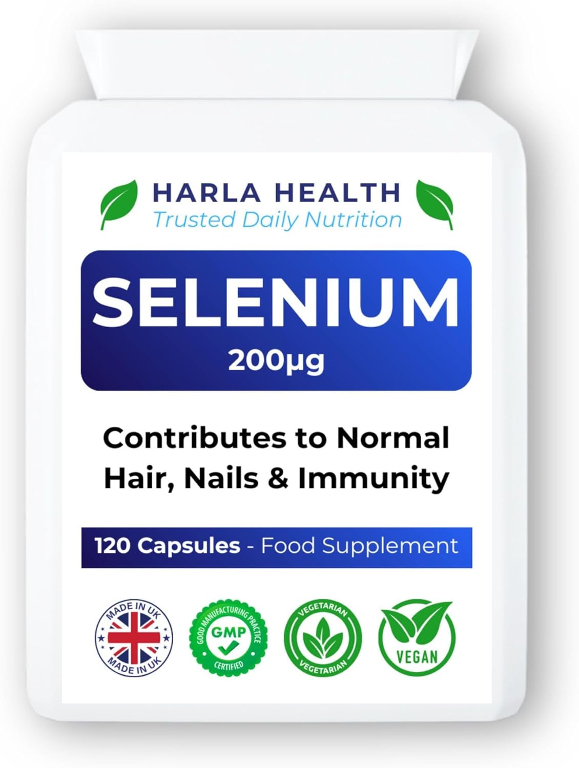 Selenium 200µg – 120 Vegan Capsules (4-Month Supply) | Immune System, Thyroid Function & Antioxidant Support | UK Made, GMP Certified