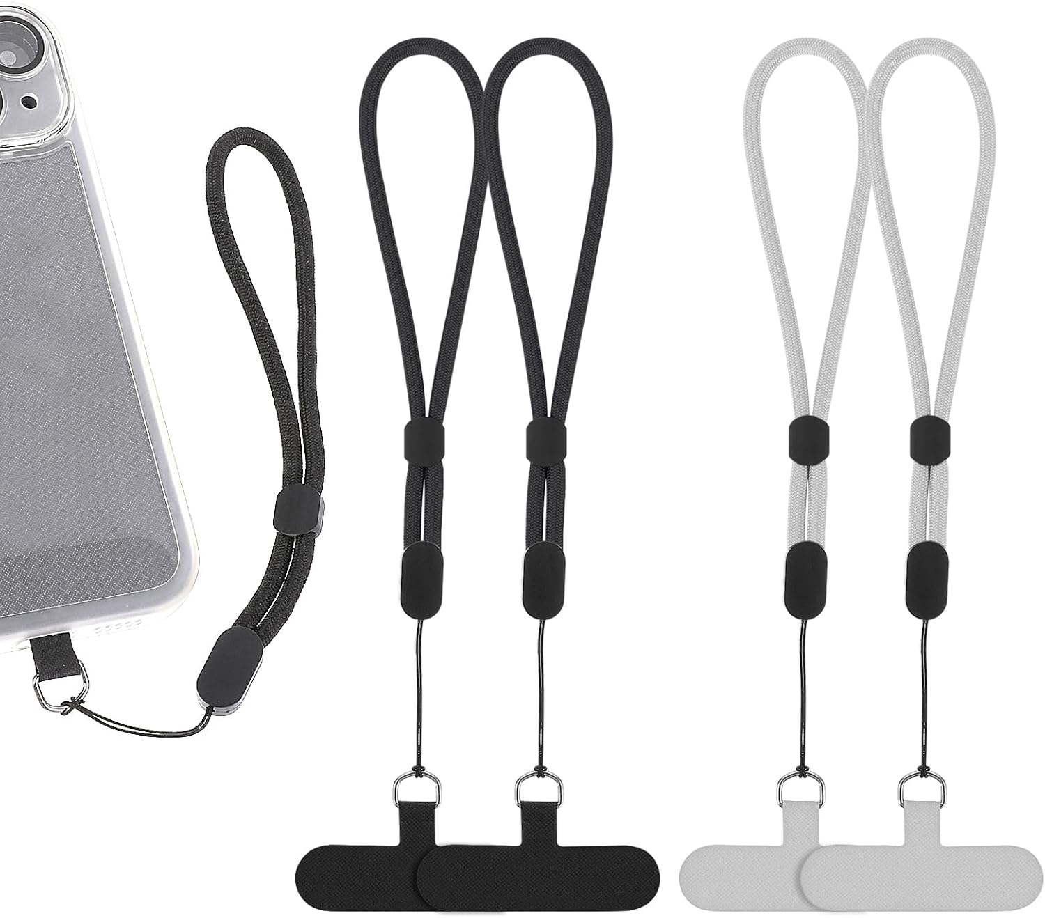 4 Pcs Wrist Phone Lanyard Adjustable Nylon Hand Wrist Straps Cell Phone Lanyard Strap with Tether Pads for Mobile Phones Kamera U-Disk