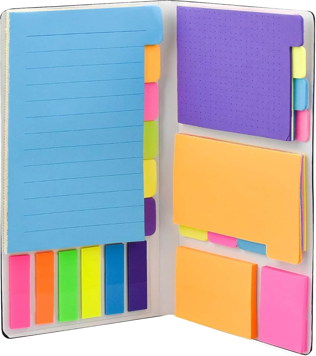 400 Pcs Sticky Notes Set,Multicolor Post It Notes Pack with Pu Leather Cover,Coloured Stationery Set for Books, Folders, Index,School Office Supplies