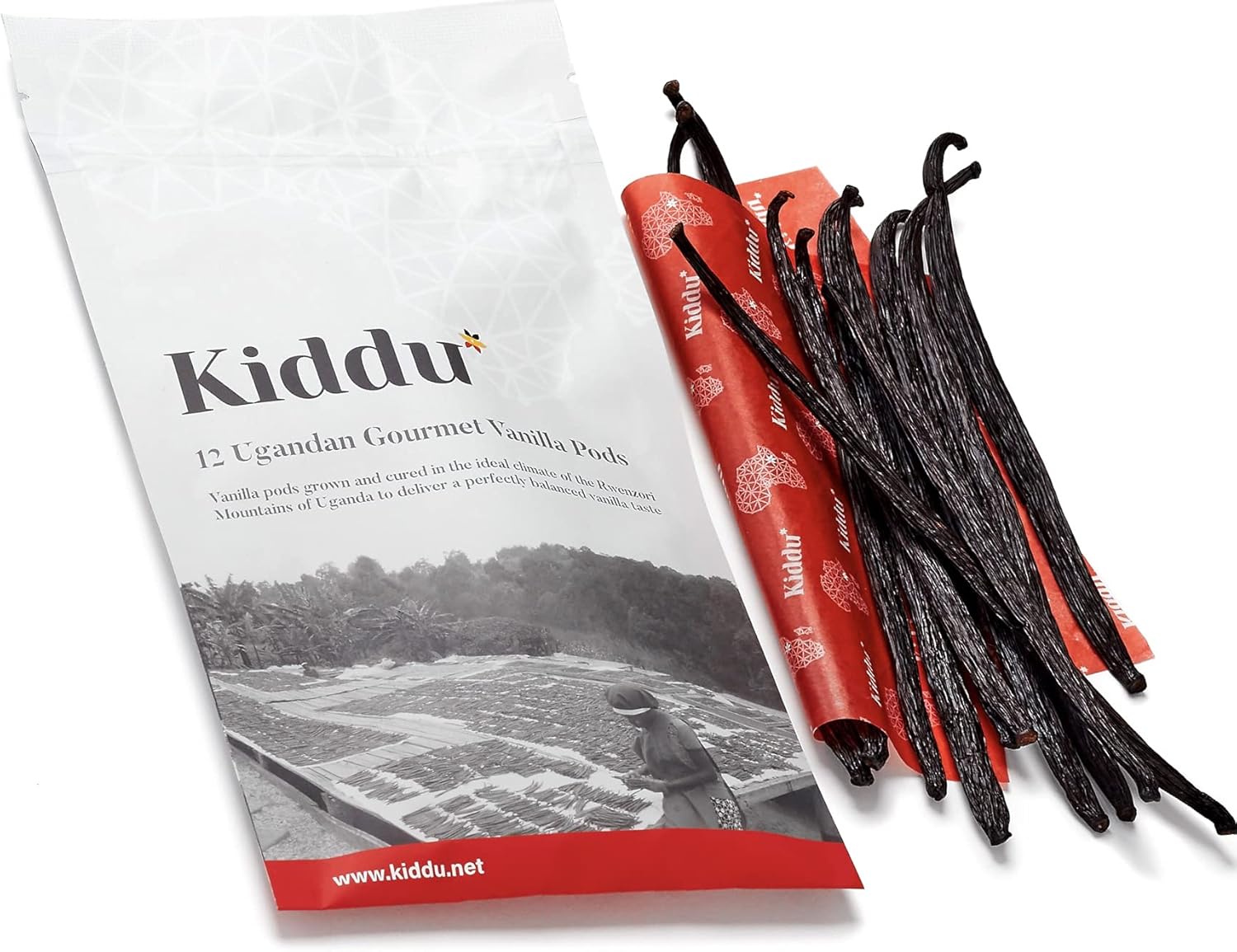 Large Gourmet Vanilla pods, 12 Whole Grade A Pods in a Resealable Pouch, 18cm - 20cm+