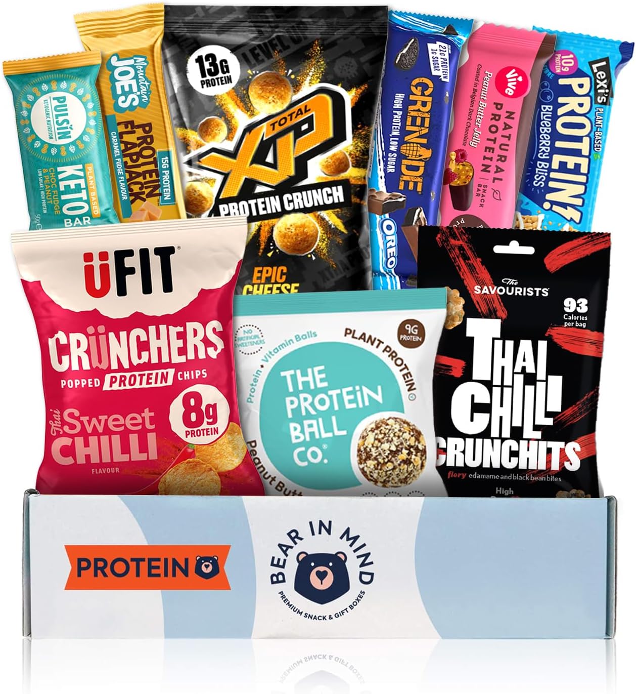 Ultimate Protein Hamper: High-Protein Snacks Gift Box - Premium Gym Gifts for Men & Women - Ideal Hampers for Men, Gym Hamper for Fitness Enthusiasts - Men's & Women's Handpicked Snack Selection
