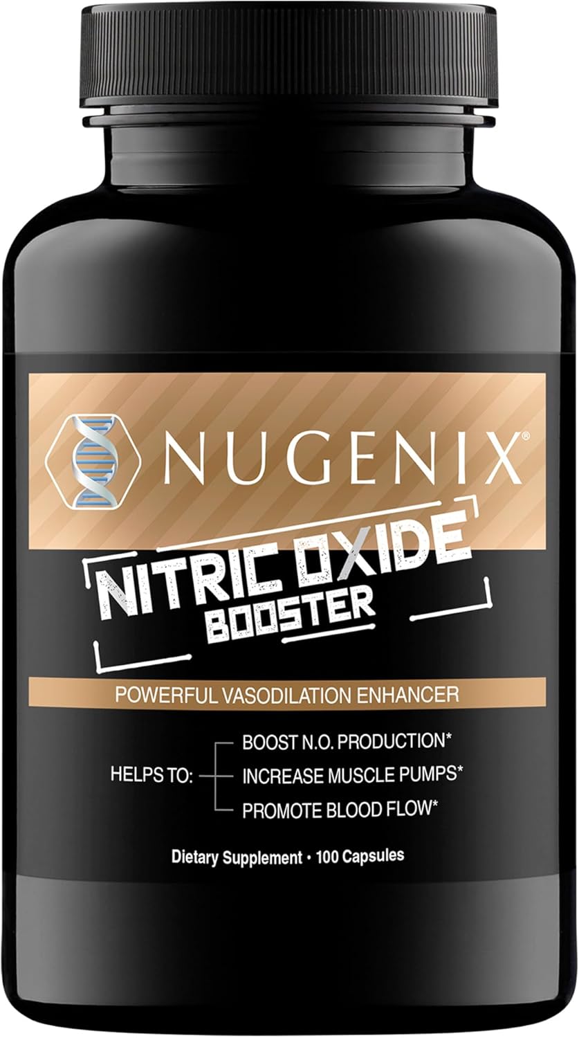 Nugenix Nitric Oxide Booster Supplement - Nitric Oxide Flow, L-Arginine, L-Citrulline, Pine Bark Extract - Vasodilator - 100 Capsules