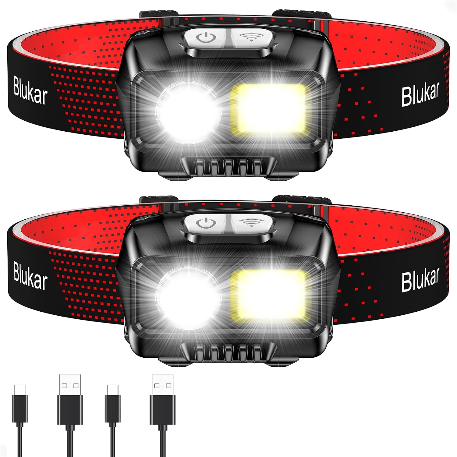 Blukar LED Headlamp Rechargeable, 2000L Super Bright Headlight Flashlight
