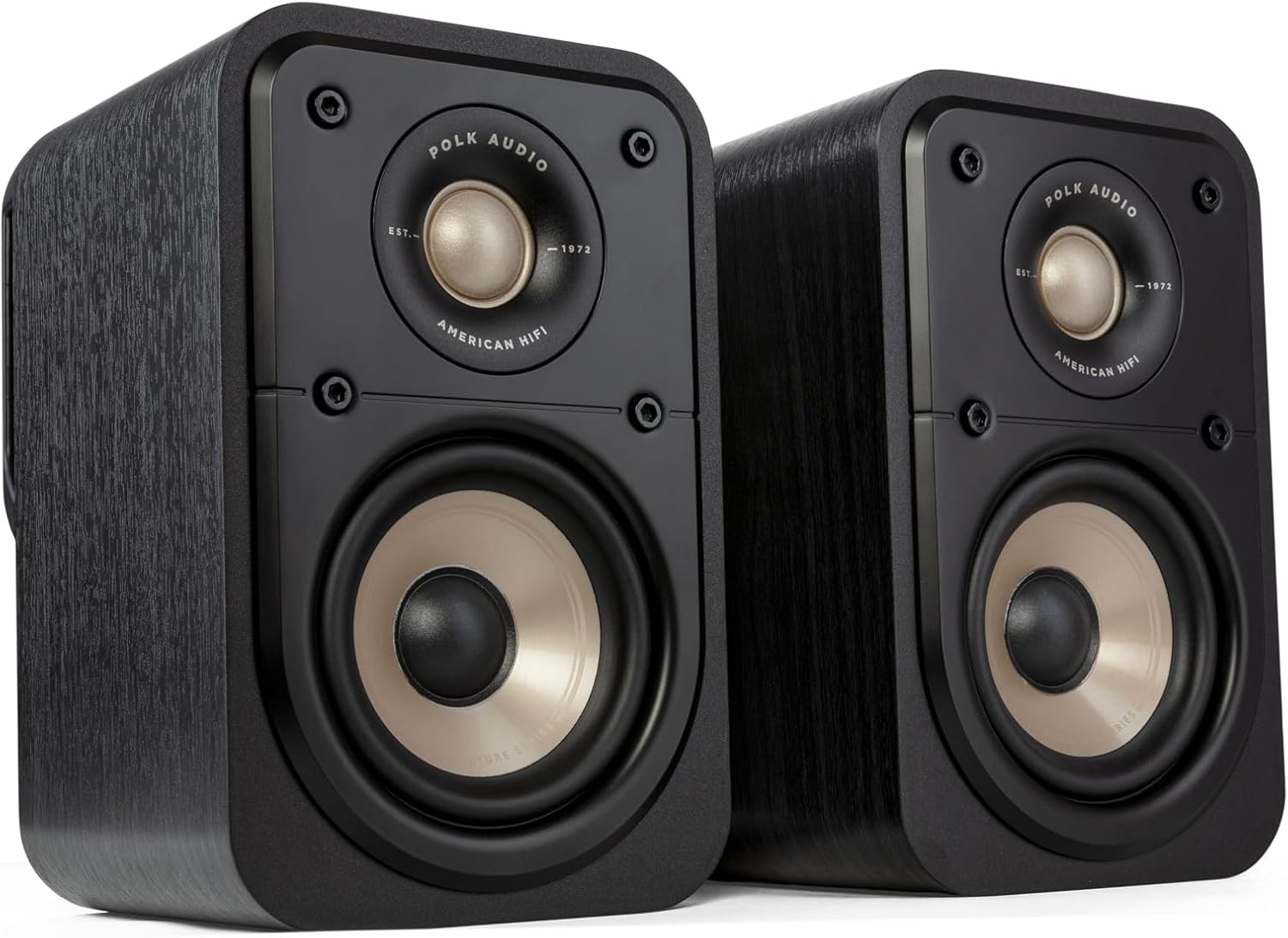 Polk Signature Elite ES10 Surround Sound Speakers - Hi-Res Audio Certified, Dolby Atmos & DTS:X Compatible, 1" Tweeter & 4" Woofer, Power Port Technology for Bass (Pair, Stunning Black)