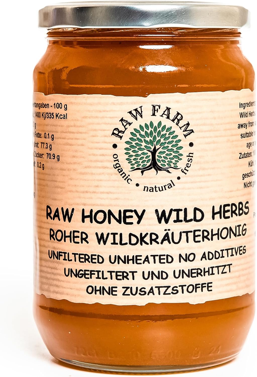 900 g Pure Raw Wildflowers and Herbs Honey - Unfiltered, Unheated, Unprocessed, Cold-Extracted – Rich in Enzymes & Pollen, Straight from the bee hive (900, Wildflowers - Thistle, Thyme, Coriander)