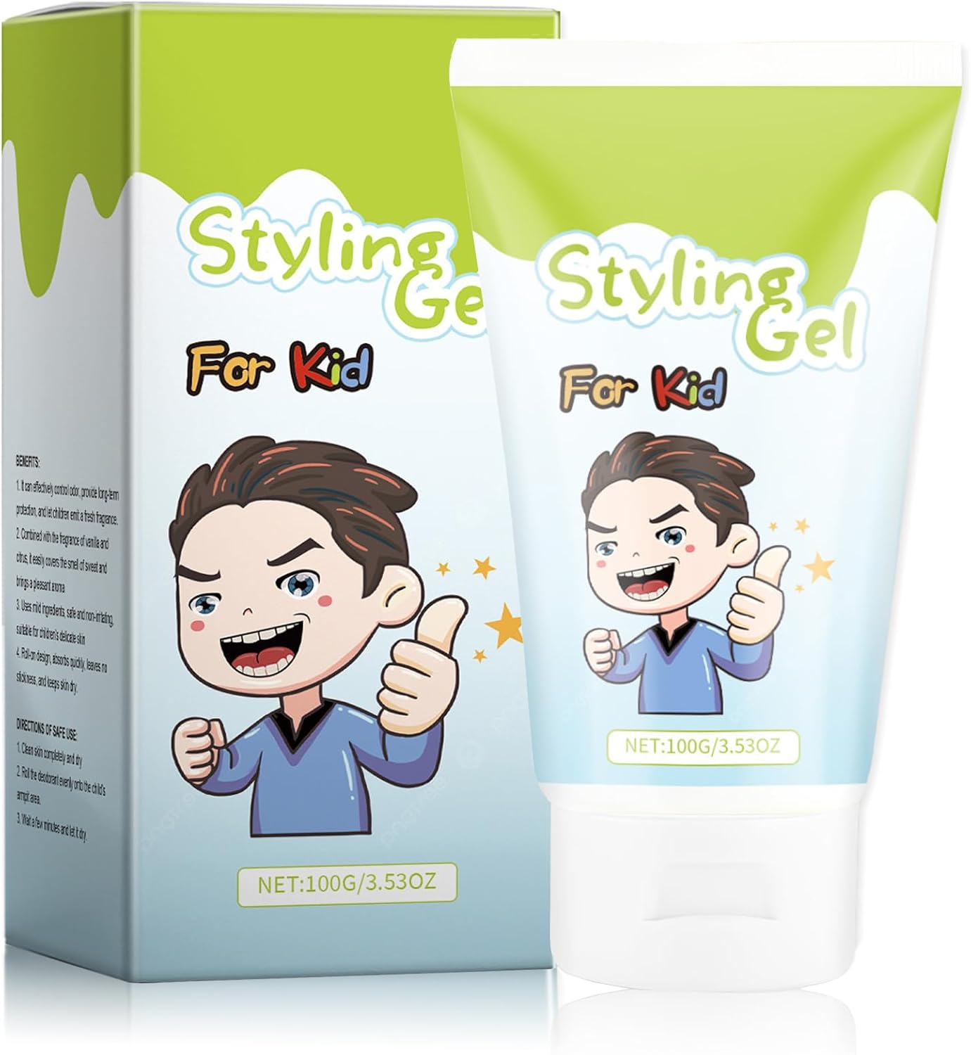 Kids Hair Gel - Natural Styling Gel for Boys & Girls, Medium-Strong Hold, Long-Lasting Fruit Scent. For All Hair Types & Styles, Gentle for Hair. Gentle and Non-irritating