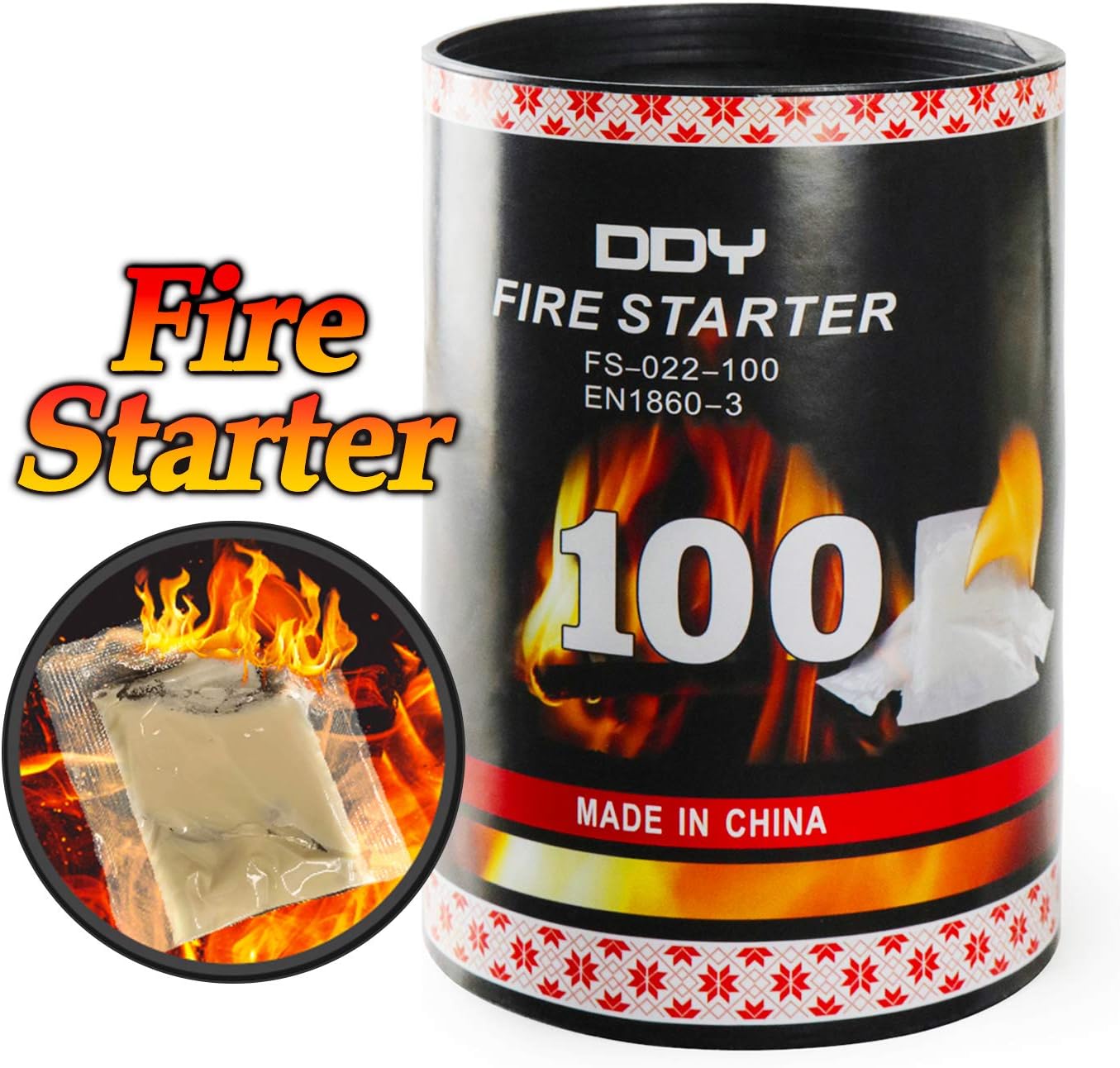 100 Pack Quick Fire Starters，Wax Cups Waterproof, Non Toxic Firelighter Natural Safe Cubes Burns up to 8 Min at Over 750° - 100%, Perfect for Fat Wood Stove Campfire, Start Charcoal Kit (Style1)
