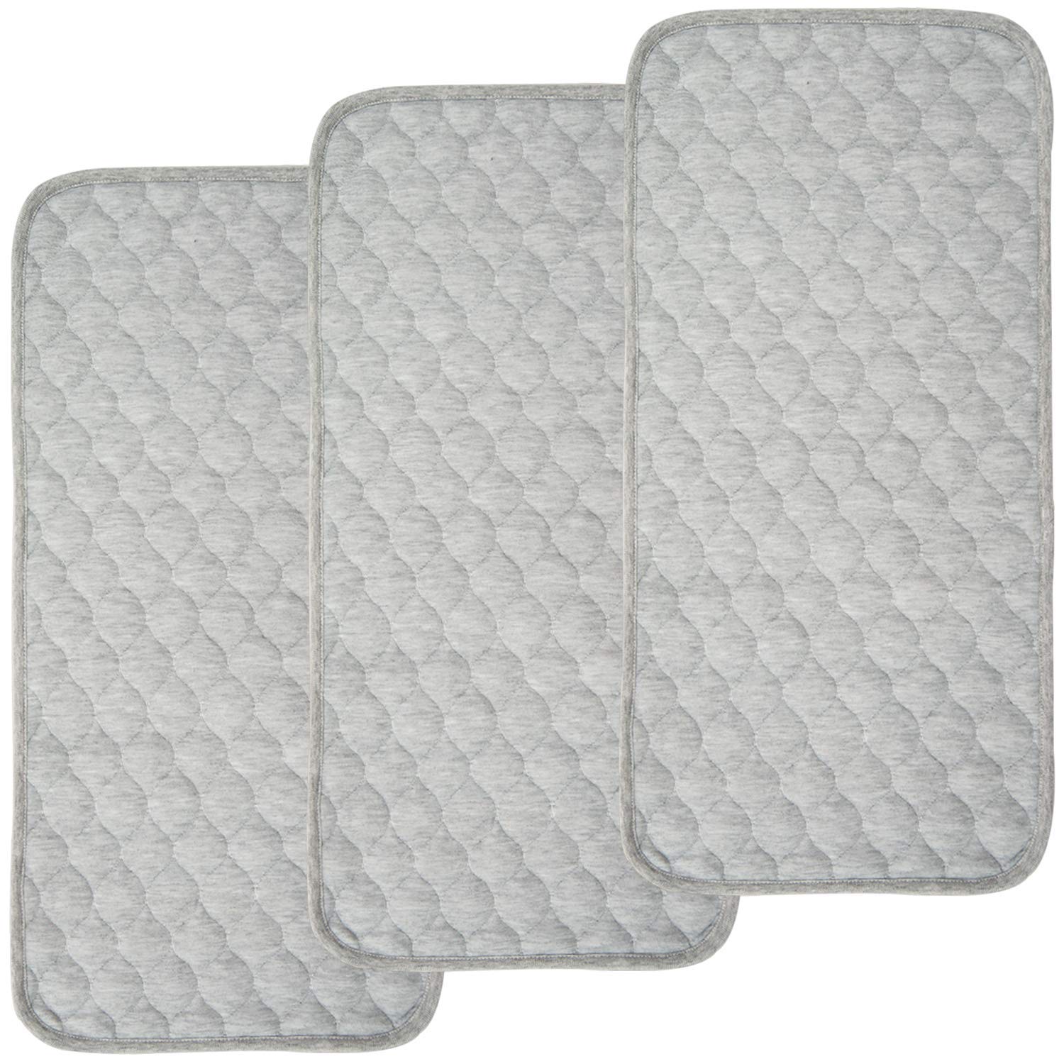 BlueSnail Quilted Thicker Waterproof Changing Pad Liners 3 Count(Gray 13” x 27”)