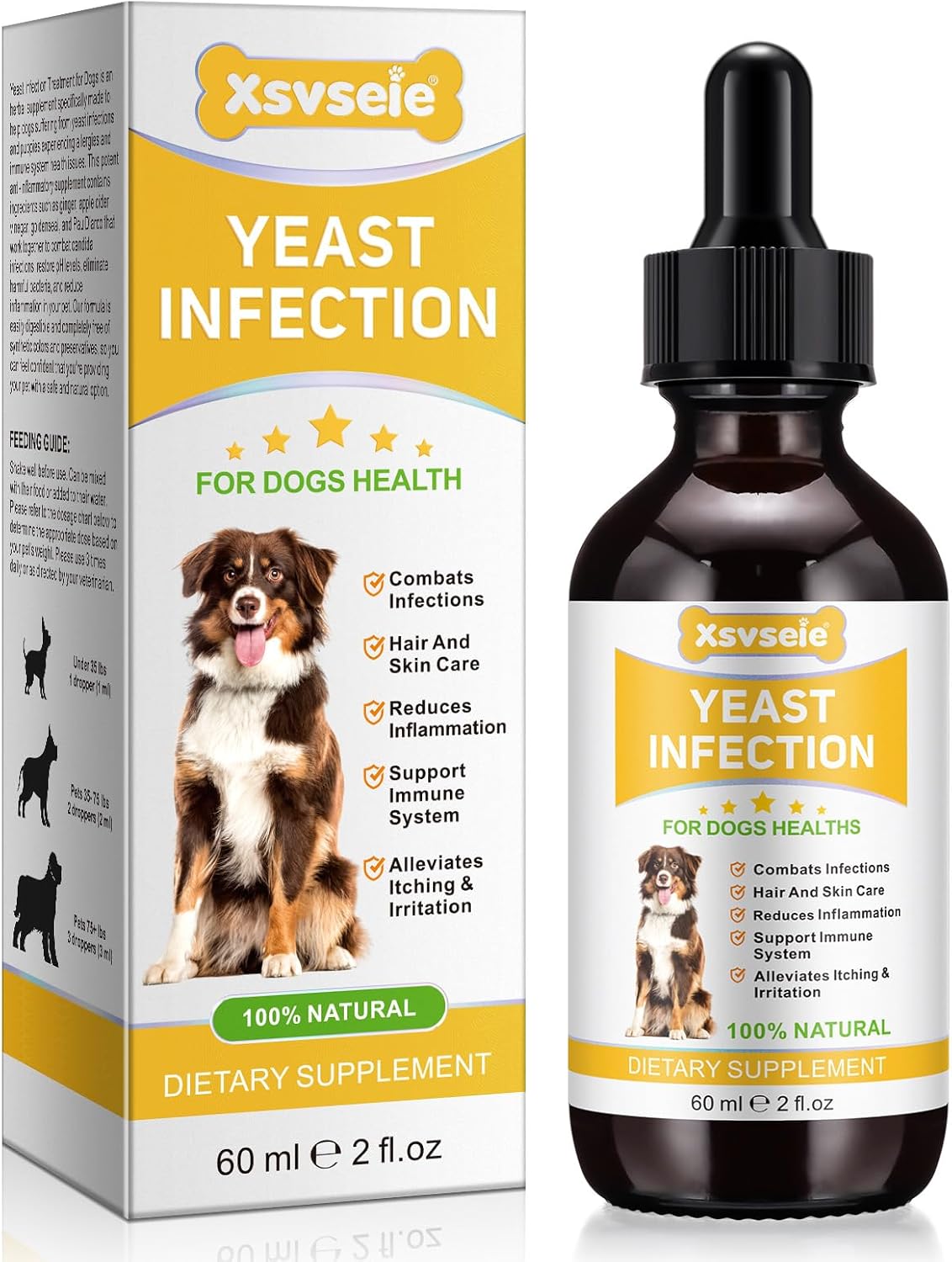 ZTSMSWY Yeast Infection Treatment for Dogs,Dog Yeast Infection Treatment for Itchy Dog Skin Relief,Dog Allergy Relief,Itchy Ear Relief for Dogs,Dog Ear Infection 60ml