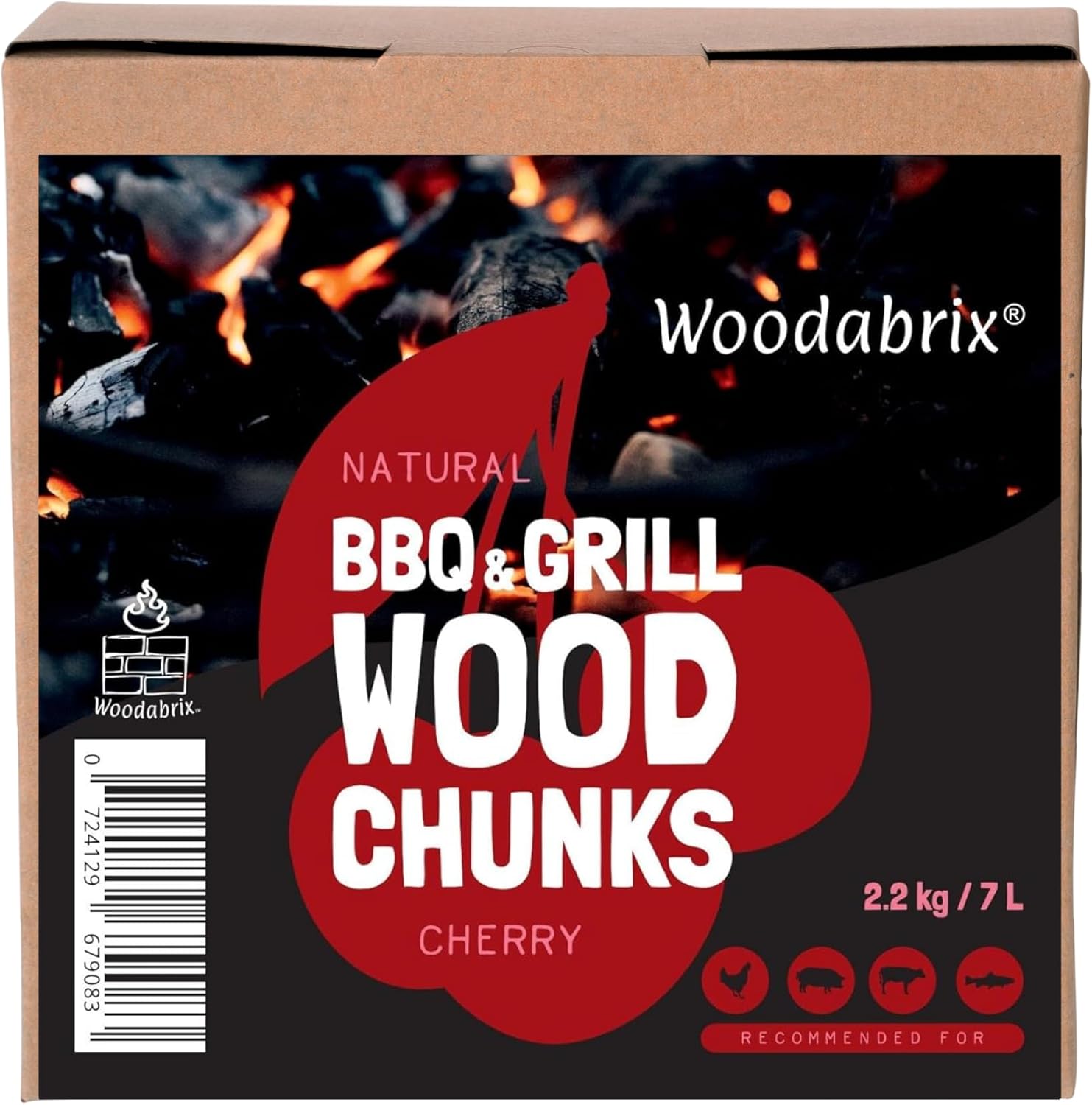 Wood Chunks for BBQ, 2.2Kg/7L, Chunks for Smoking Food, Cherry