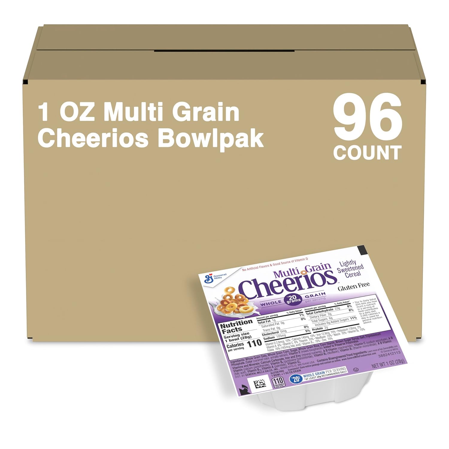 Multigrain Cheerios Cereal Single Serve Bowl, 1 Oz (Pack of 96)