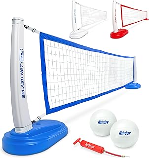 GoSports Splash Net PRO Pool Volleyball Net - Includes 2 Water Volleyballs and Pump - White, Red, or Blue