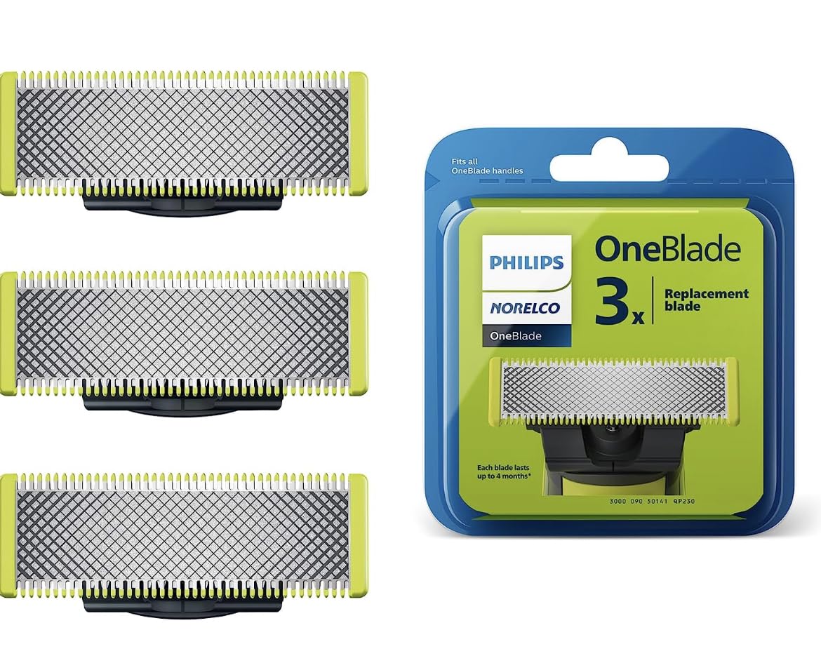 Philips Norelco Genuine OneBlade Replacement Blades, 3 Count, QP230/80