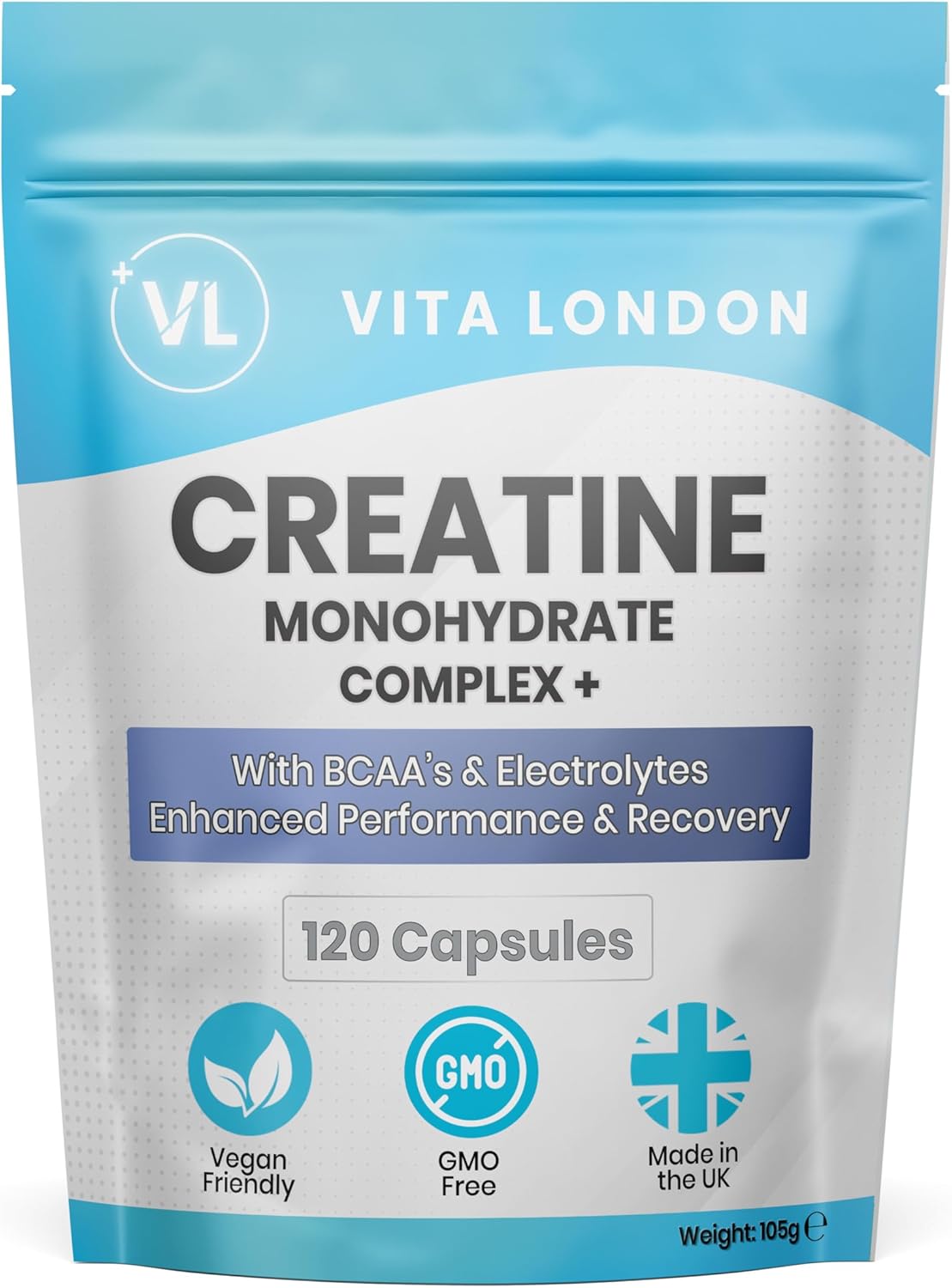 Creatine Monohydrate Complex + BCAA's & Electrolytes | 120 Vegan Creatine Capsules for Women & Men (Not Creatine Powder, Gummies or Tablets) | Enhanced Performance & Recovery
