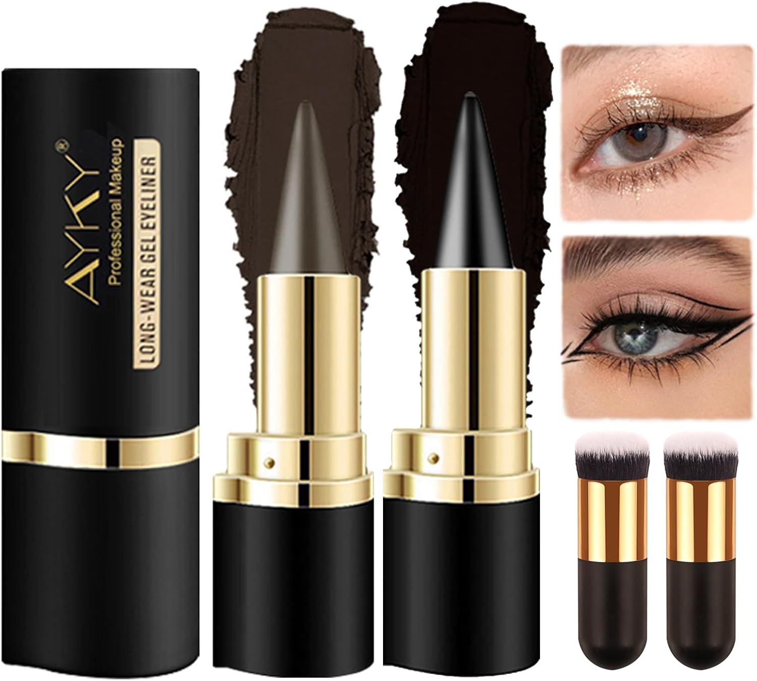 fupah Ayky Gel Eyeliner Long Lasting Natural Black Cream Waterproof Gel Eyeliner with Gel Eyeliner Waterproof and Stain Resistant Eyeliner