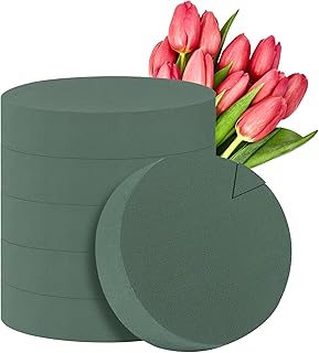 ADXCO 6 Packs Flower Foam Blocks, Floral Foam for Artificial Flowers and Fresh Flowers, 7.1 Inches Large Round DIY Flower Arrangement Kit for Wedding Aisle Flowers, Party Decoration