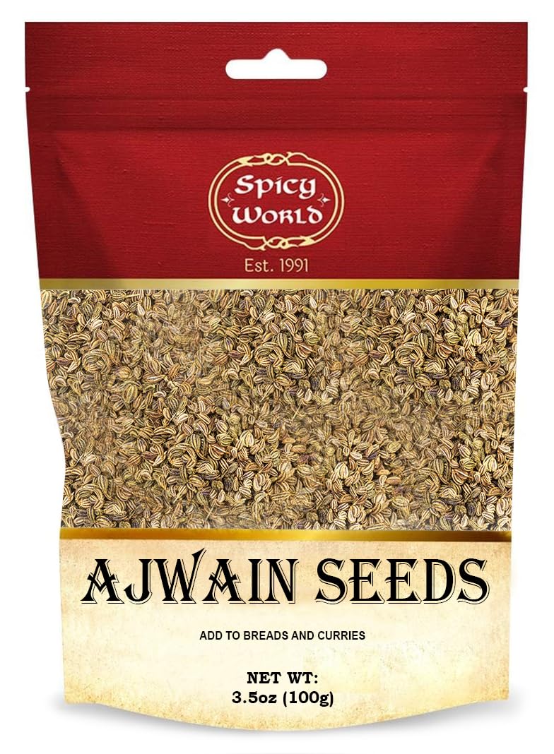 Ajwain Seeds (Carom Seeds) 3.5 oz | Resealable Bag | By Spicy World