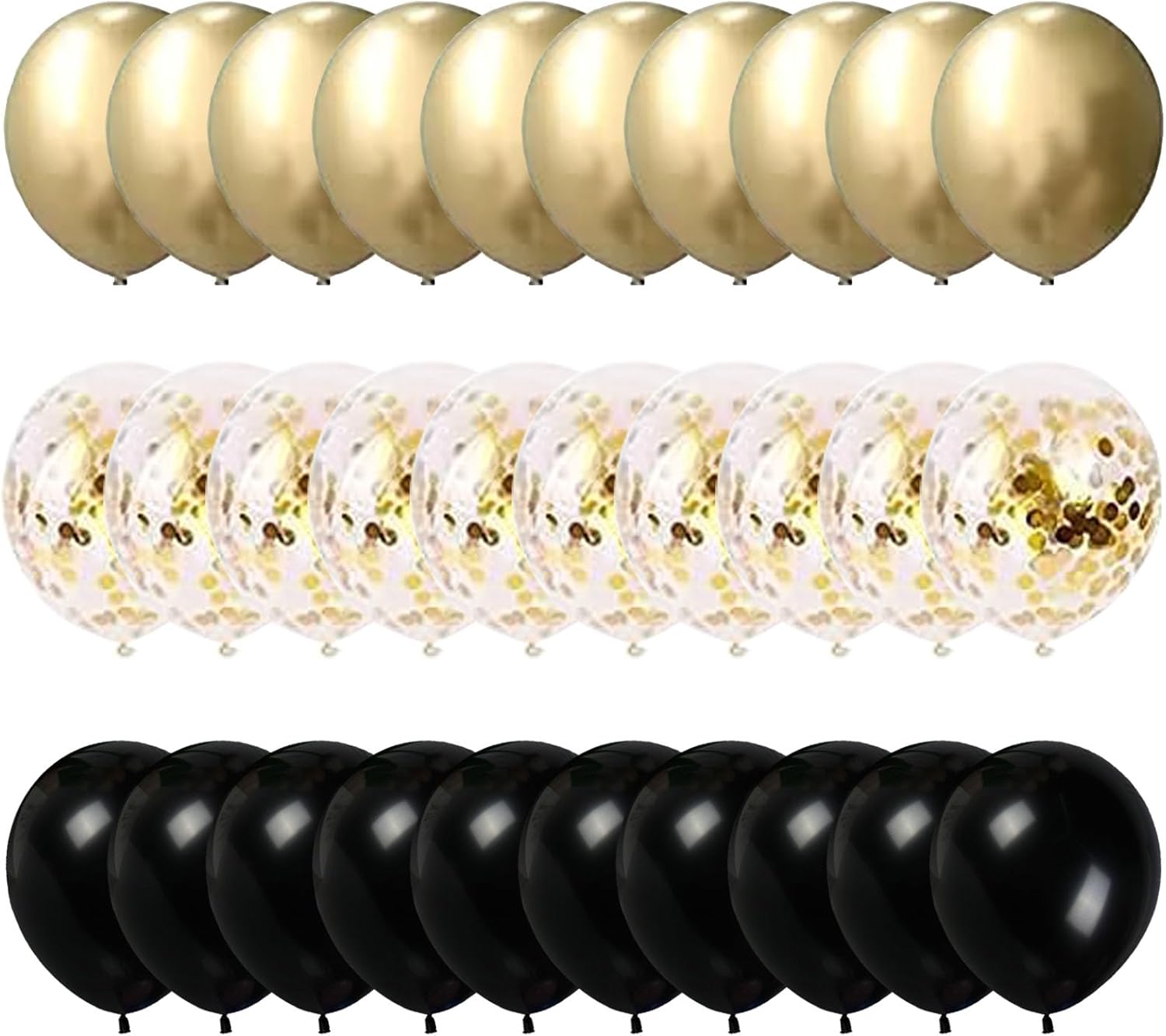 60Pcs 12 Inch Gold & Black Balloon Set - Metallic Golden & Black Balloon Arch Kit Latex Helium Balloons for Wedding Anniversary Engagement Baby Shower Birthday Party Eid Mubarak Graduation Decorations