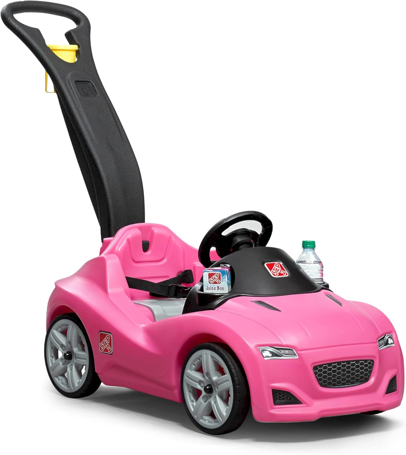 Step2 Whisper Ride Cruiser Kids Push Car, Ride On Toy, Stroller Substitute, Includes Seat Belt & Horn, Made of Durable Plastic, Max Weight 50 lbs., For Toddlers 1.5-4 Years Old, Pink