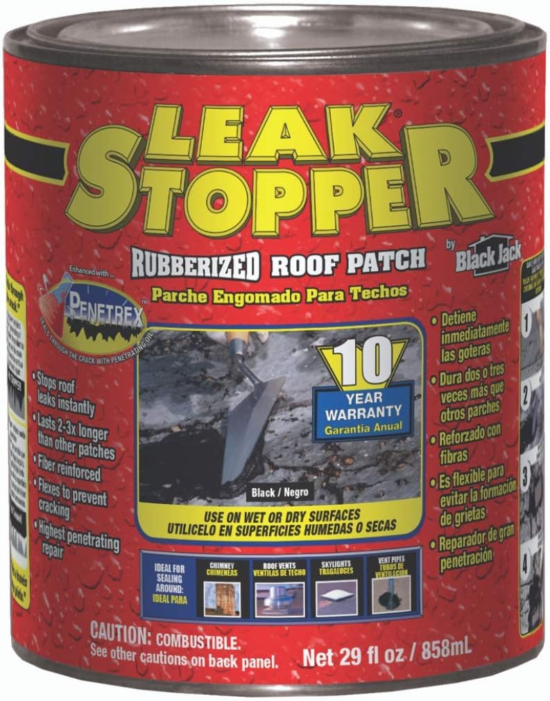 Leak Stopper Rubber Flexx Liquid Rubber Coating - Seal & Waterproof Protection – for Boats, Roof, Tents, Machinery, Buildings, Interior, Exterior – 1 Quart Black