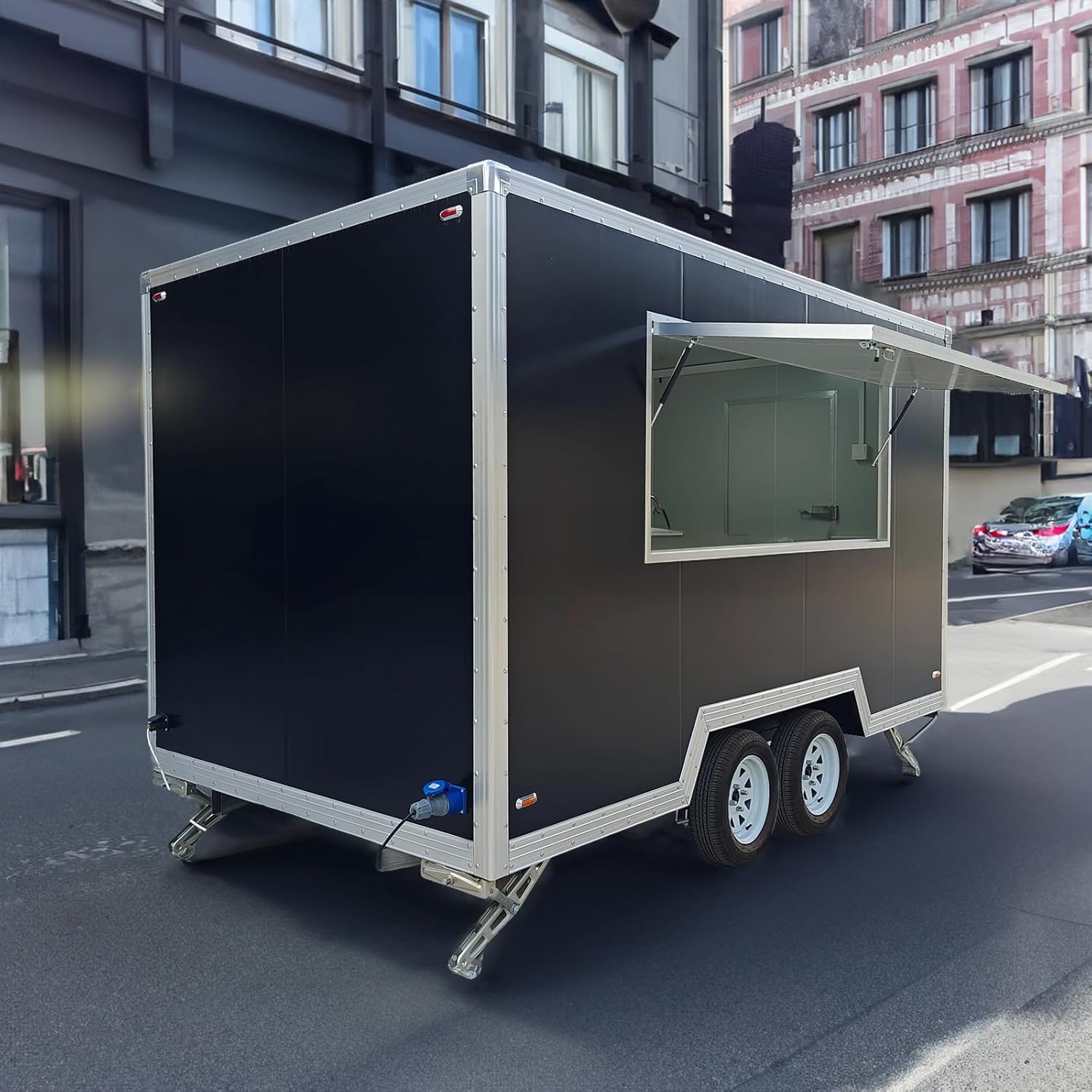 BELYOO 12FT Food Trailer Truck DDP Food Trailer for Sale Hot Dog Cart for Commercial Use Concession Food Truck Vending Cart with Full Trailer Equipment